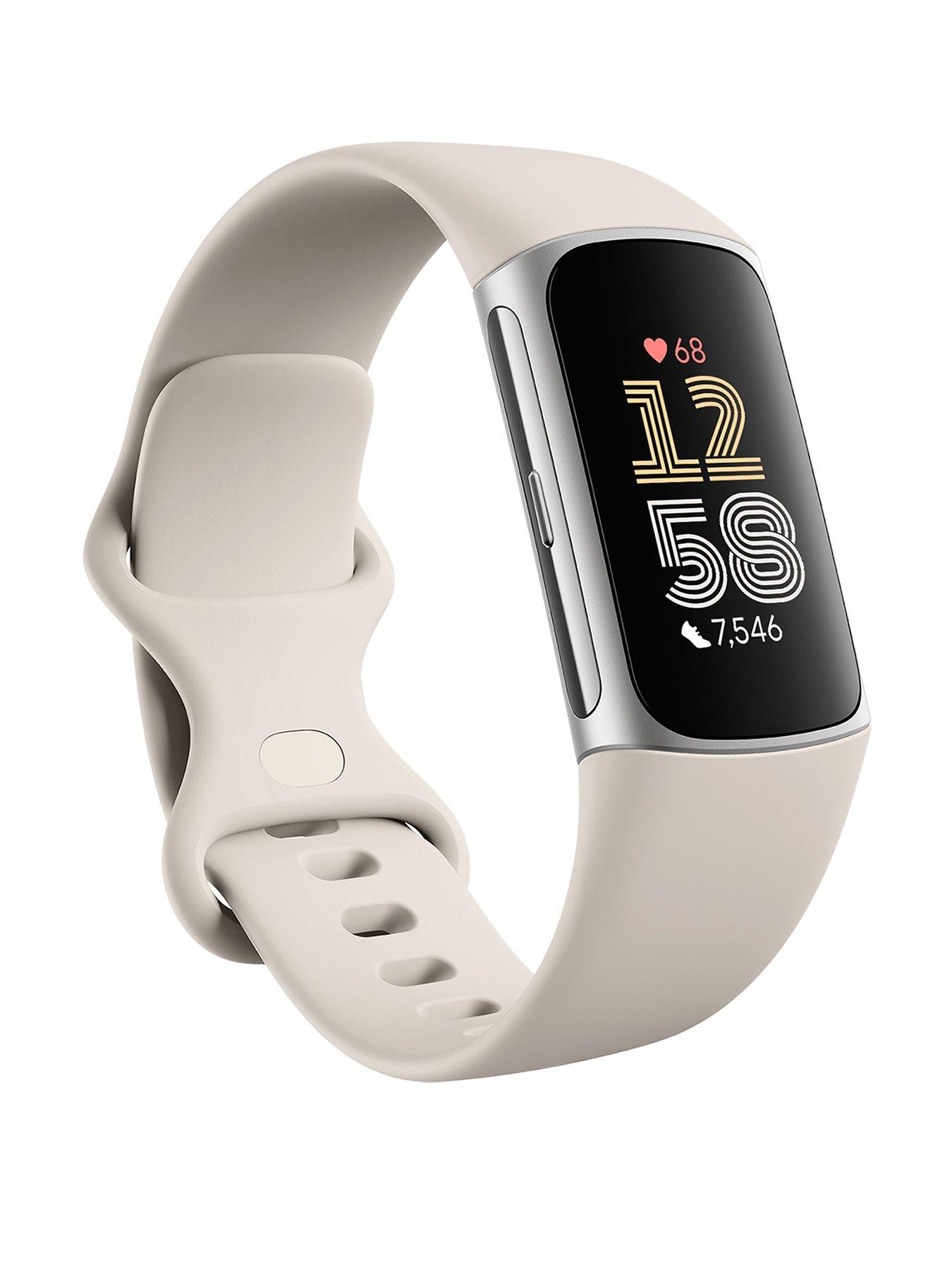 front image of fitbit-charge-6--nbspporcelain-band-silver-aluminum-case