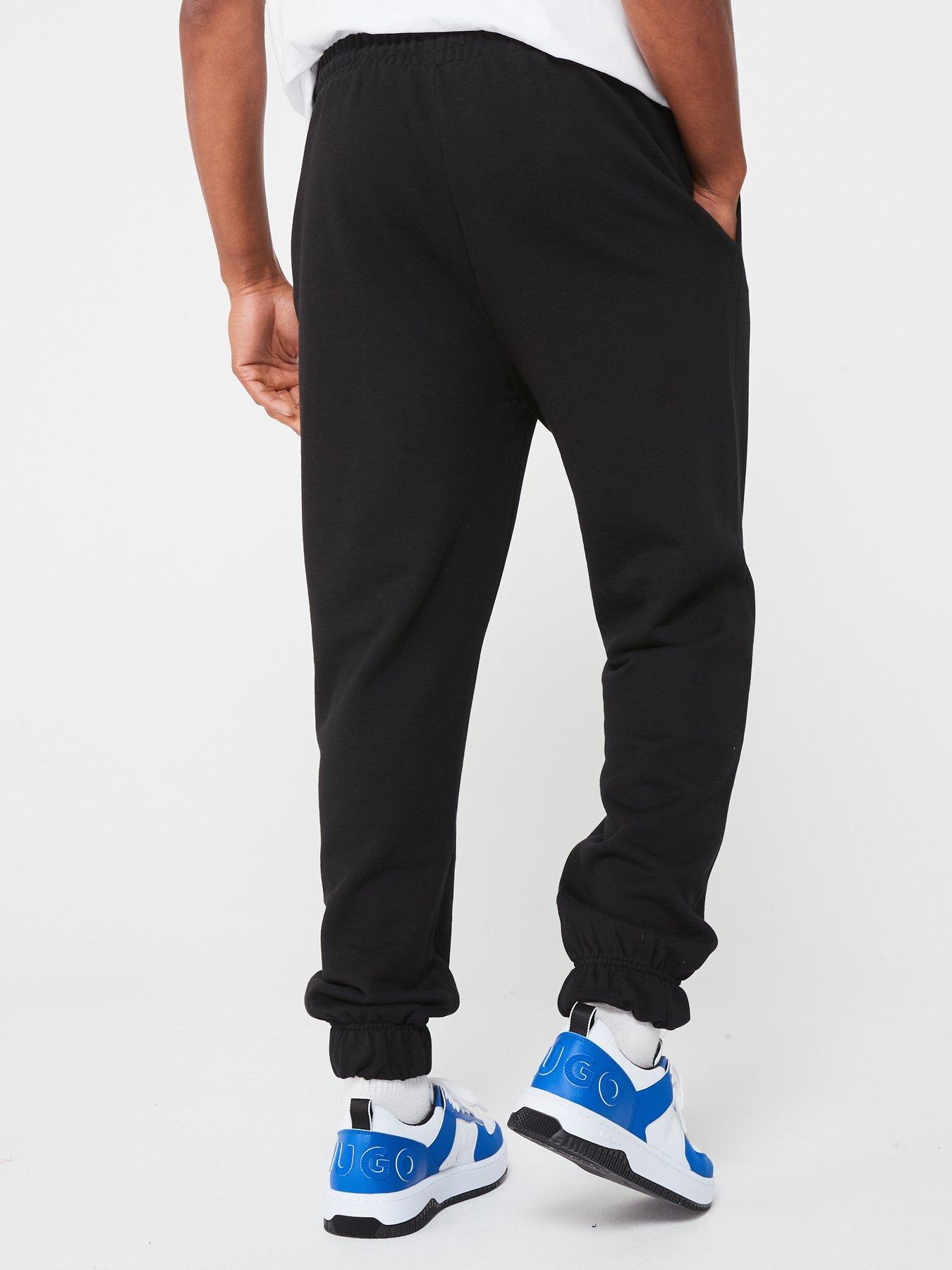  image of hugo-nuram-regular-fit-side-logo-cuff-joggers--black