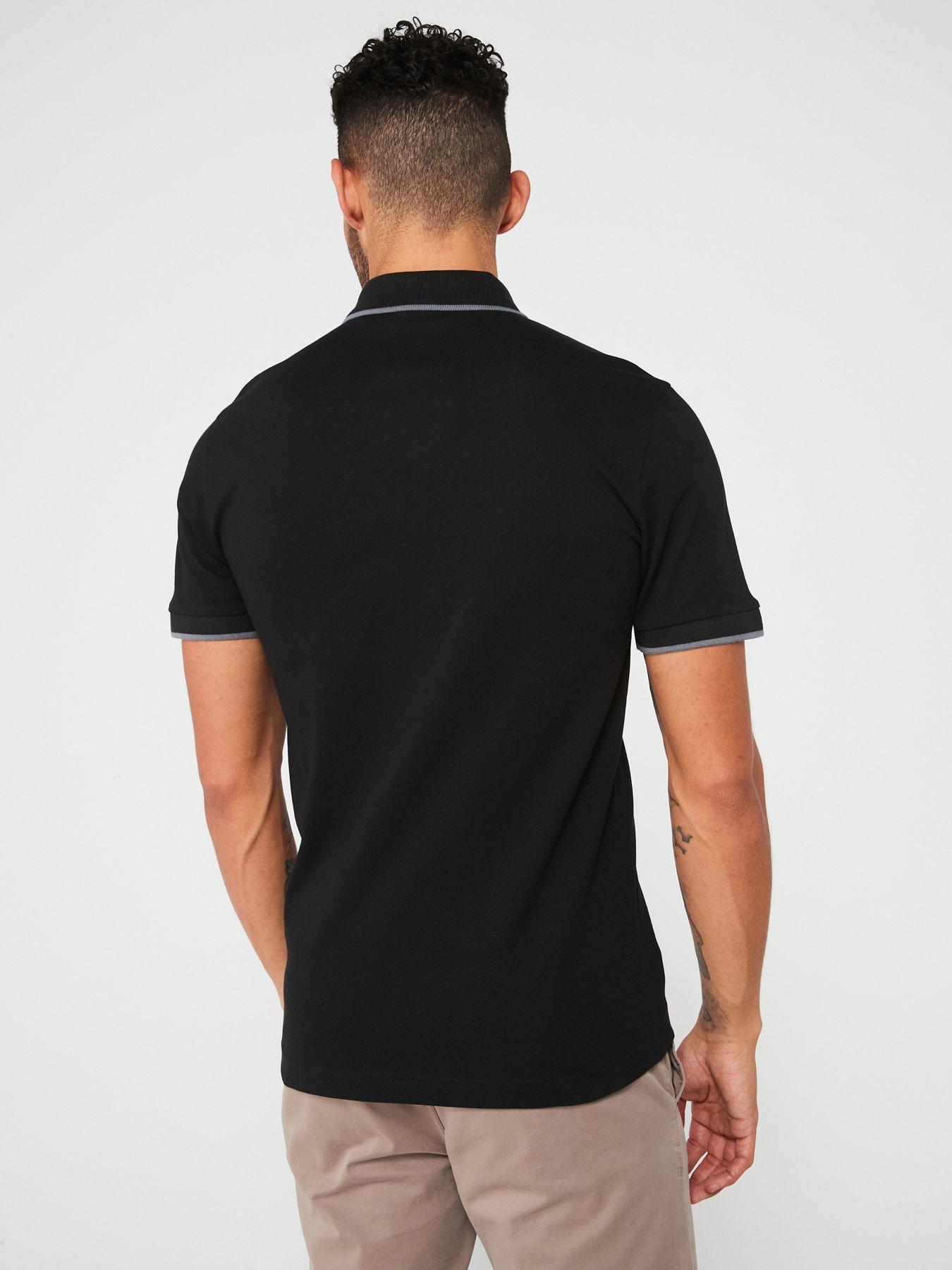  image of boss-passertip-slim-fit-short-sleeve-polo-shirt-black