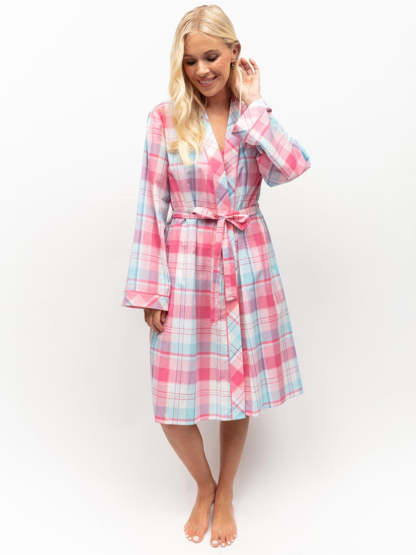 Cyberjammies Pink Check Short Dressing Gown