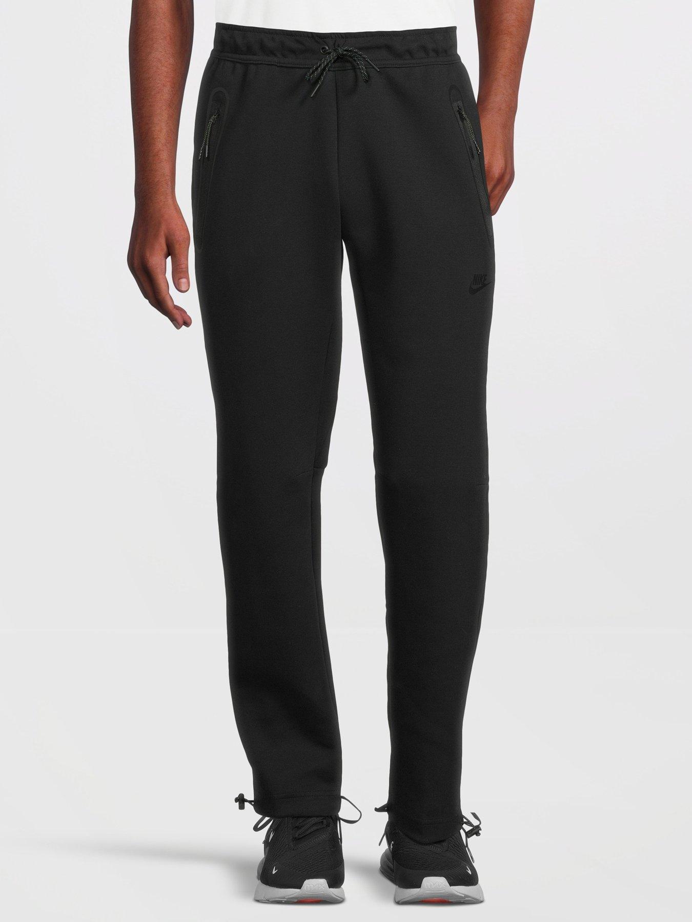 Jogger Pants Nike Solo Swoosh Men's Open-Hem Brushed-Back Fleece Pants Black/  White