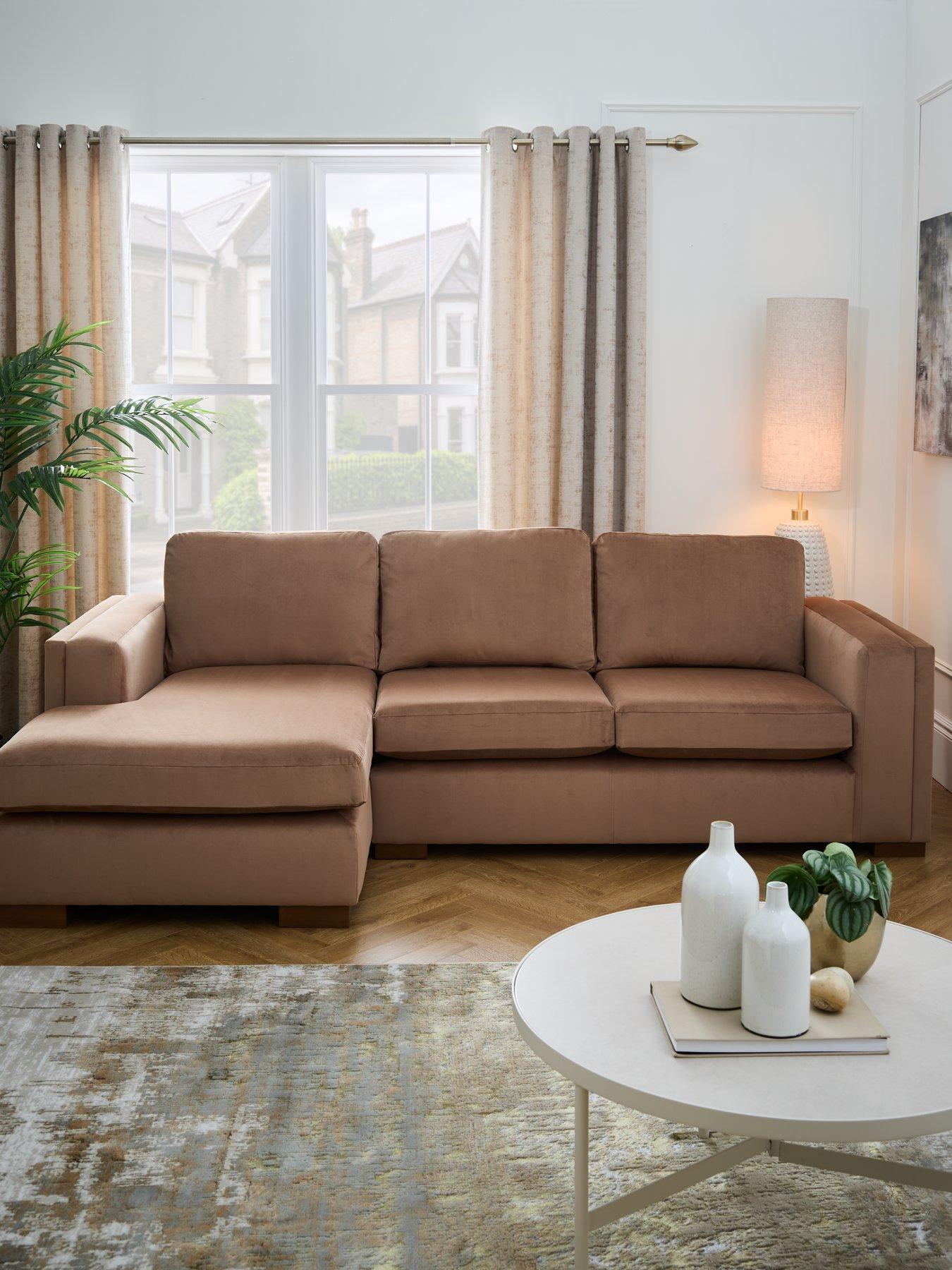 undefined Maison Velvet Left Hand Corner Chaise Sofa - Made to order in the UK