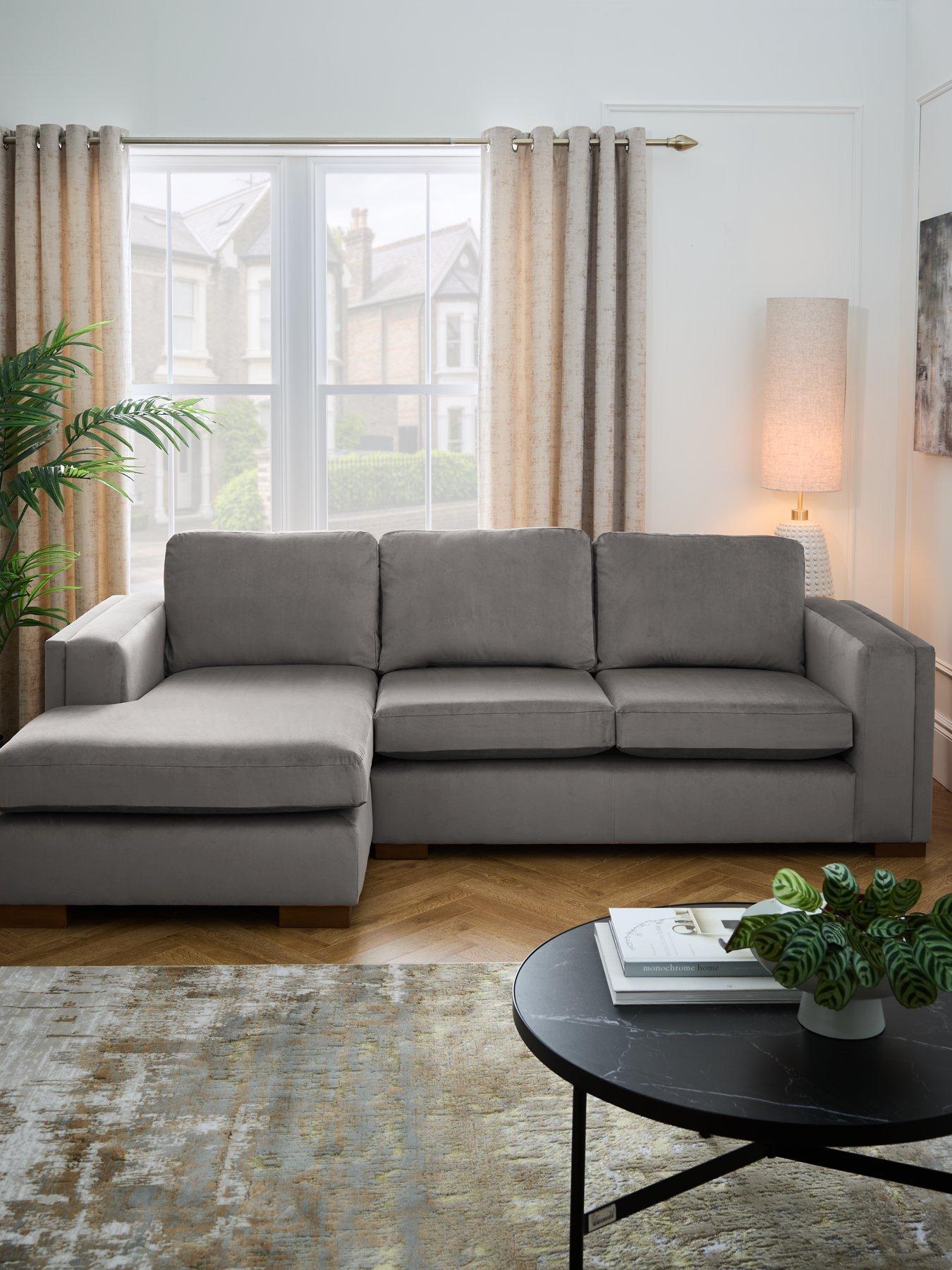 undefined Maison Velvet Left Hand Corner Chaise Sofa - Made to order in the UK