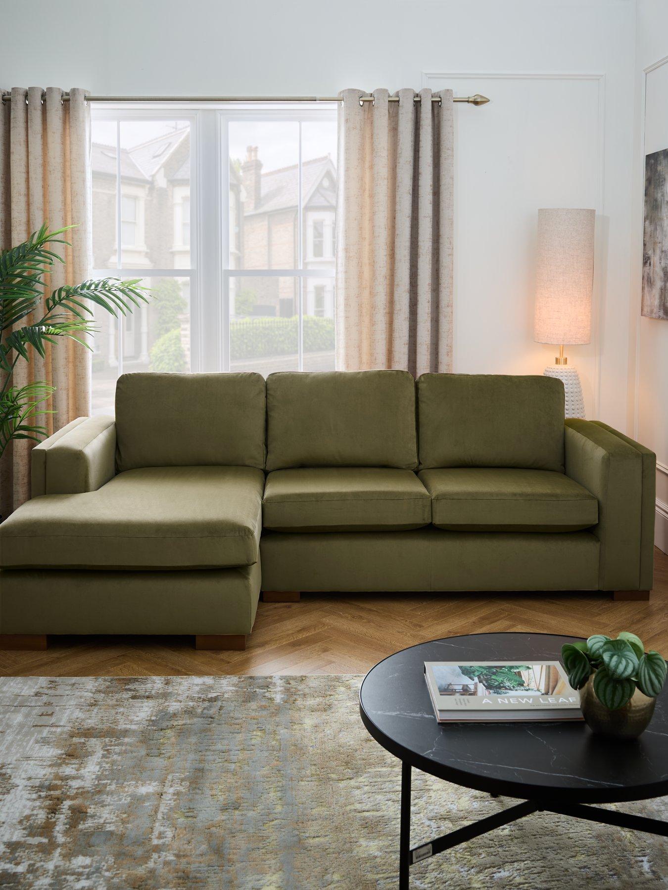 undefined Maison Velvet Left Hand Corner Chaise Sofa - Made to order in the UK