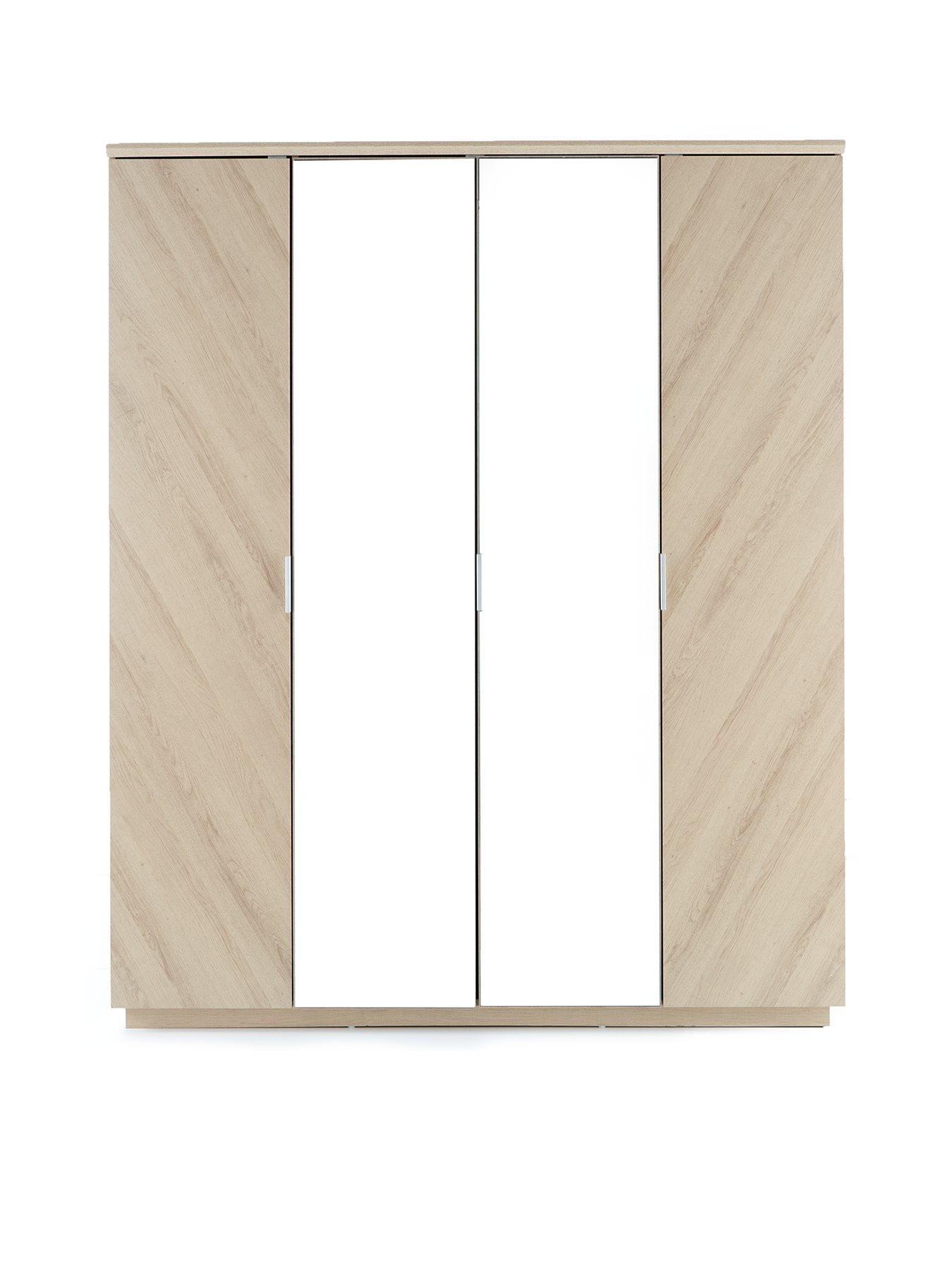 Very Home Kentford 4 Door Mirrored Wardrobe Oak