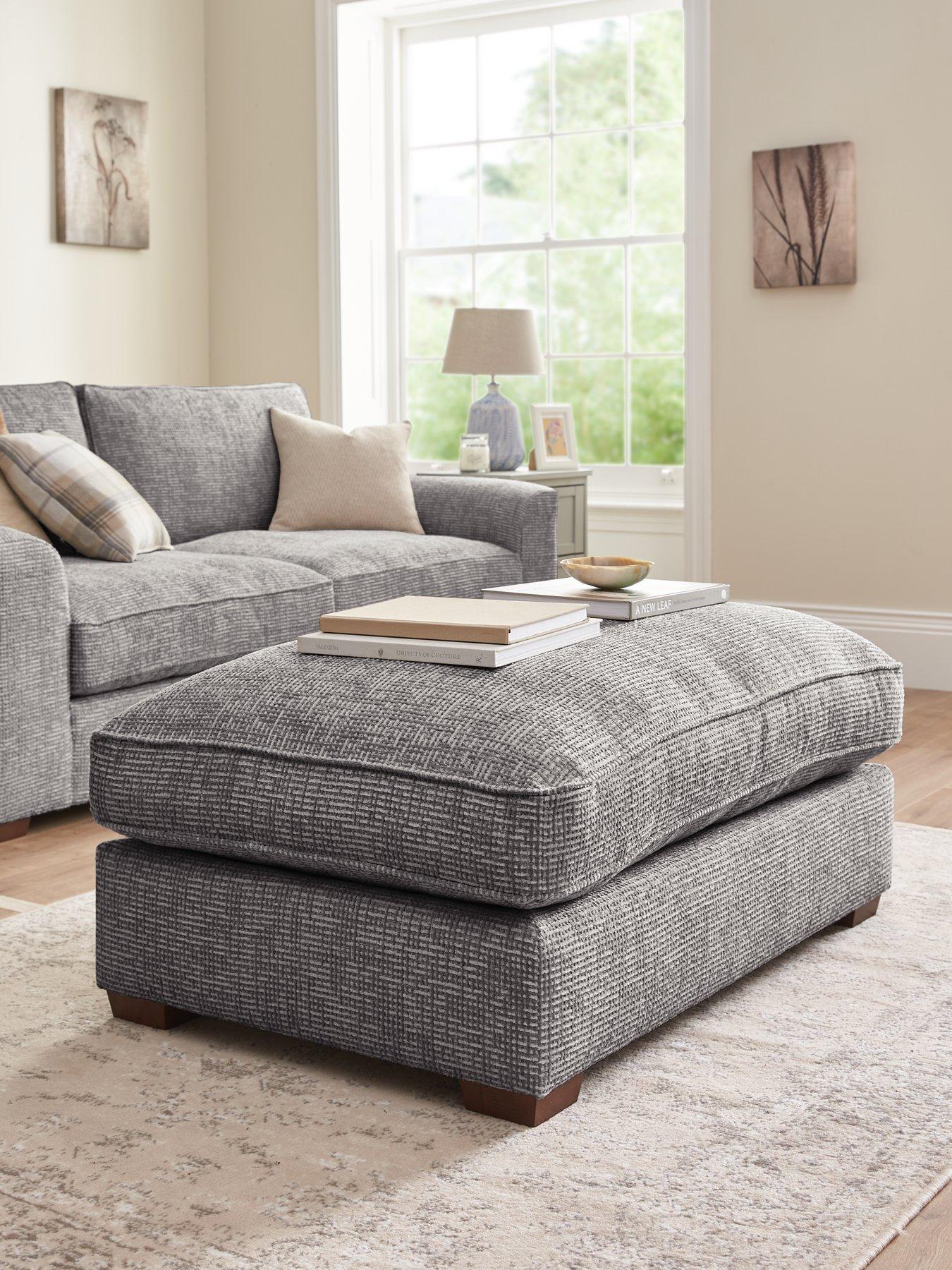 Very Home Arlo Fabric Footstool - Large - Made in the UK