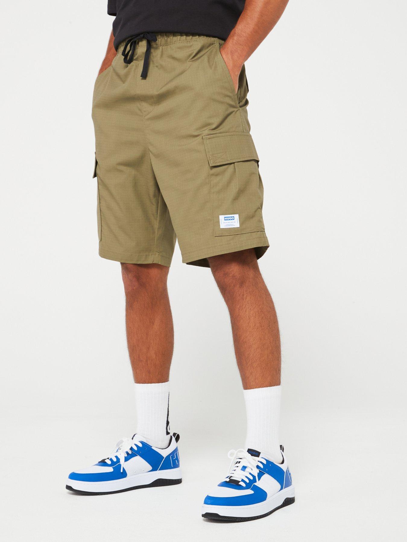  image of hugo-blue-giulio242-relaxed-fit-casual-shorts-dark-khaki