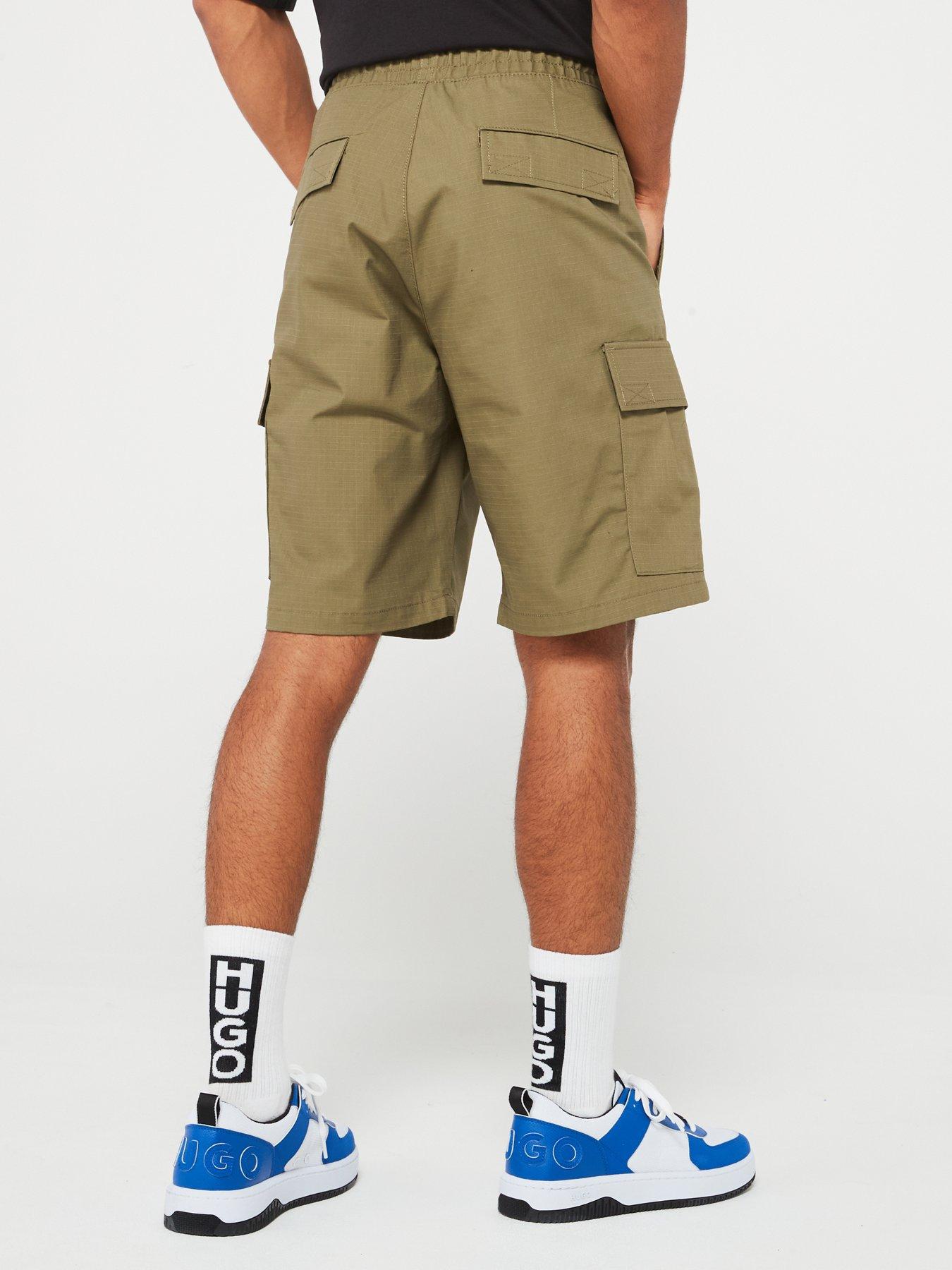  image of hugo-blue-giulio242-relaxed-fit-casual-shorts-dark-khaki
