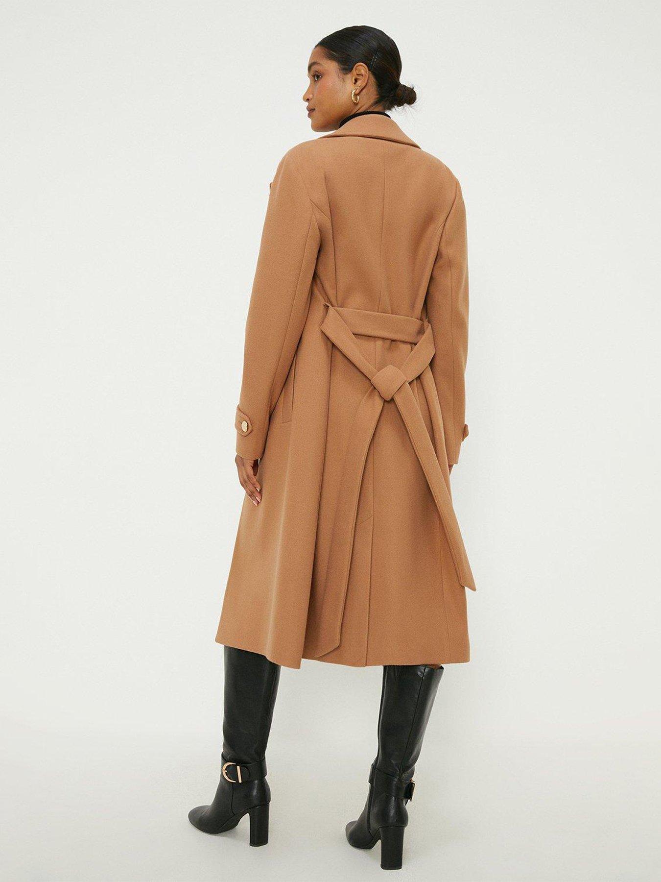 Dorothy Perkins Longline Belted Coat Camel littlewoods