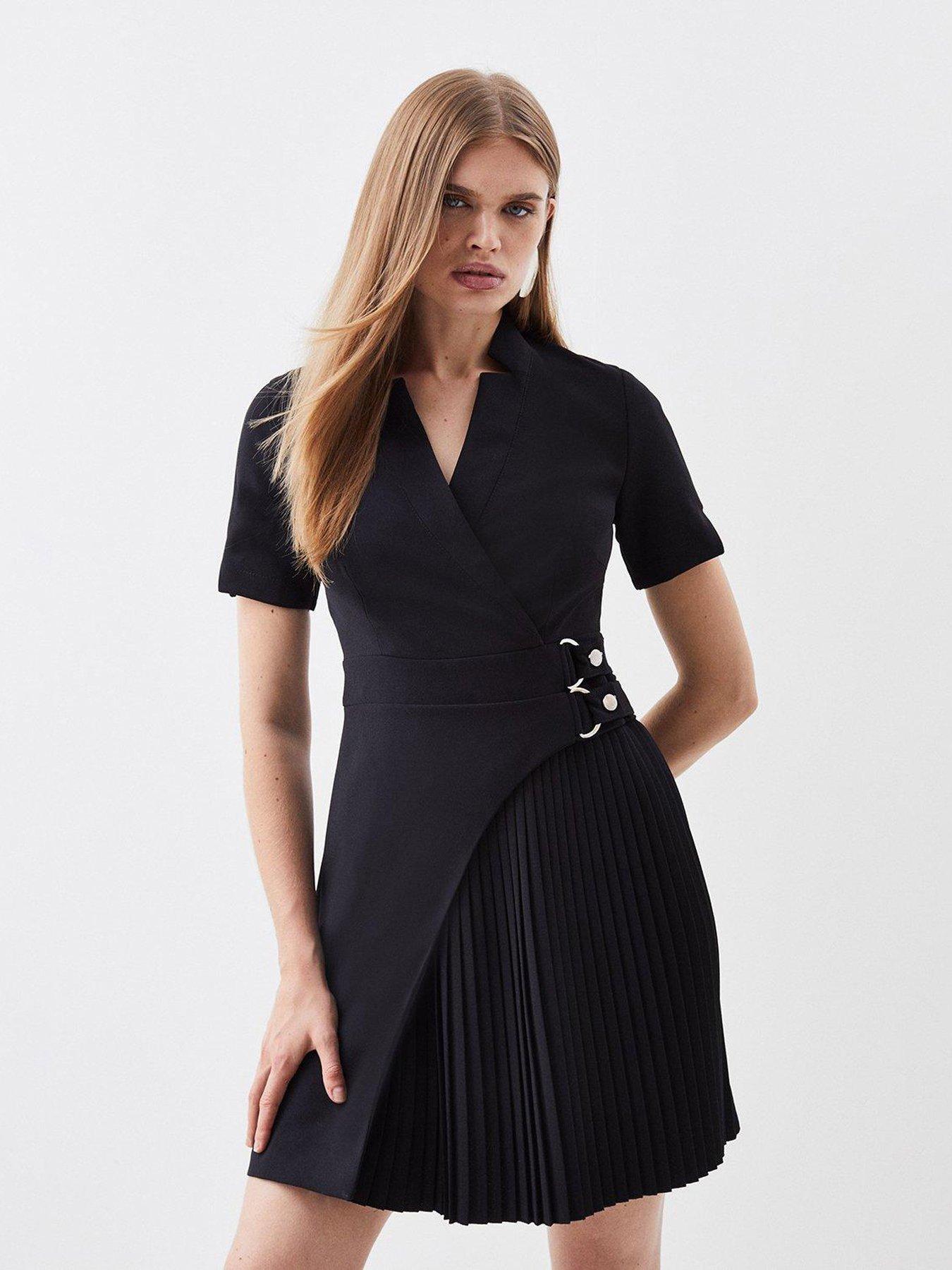 KAREN MILLEN Mesh Ruched Mini Dress in Black