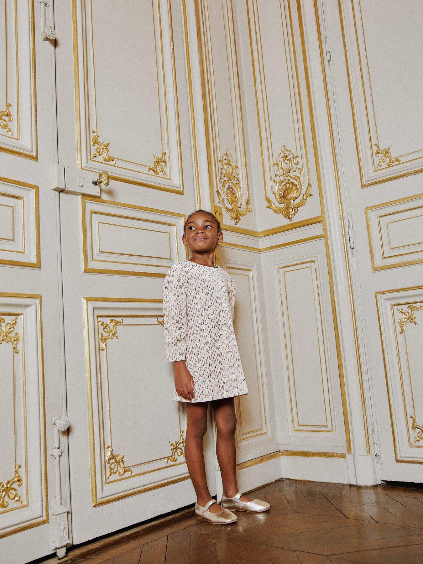 Younger Girls Sequin Shift Dress Gold