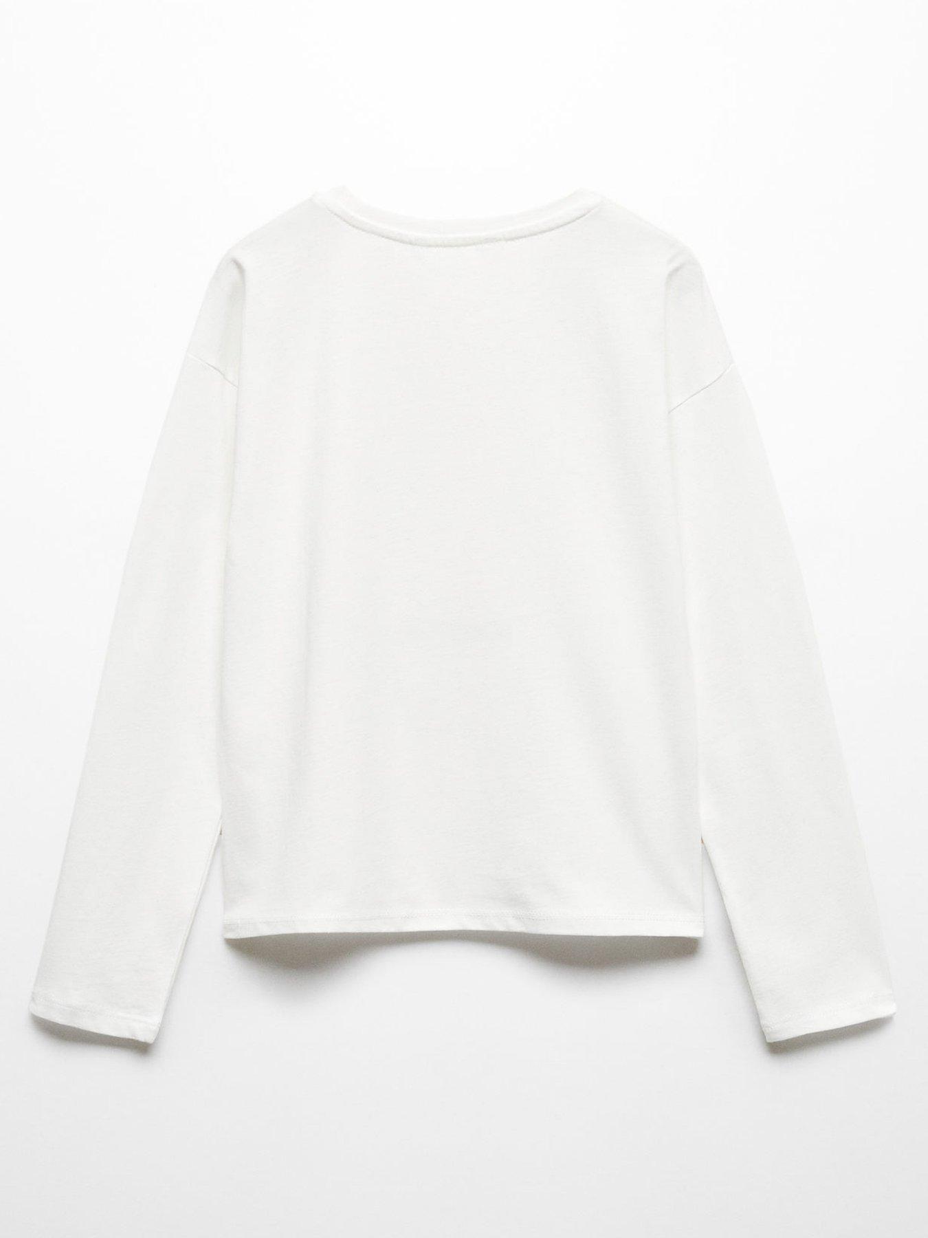 Mango Girls Star Long Sleeve Tshirt Light Cream