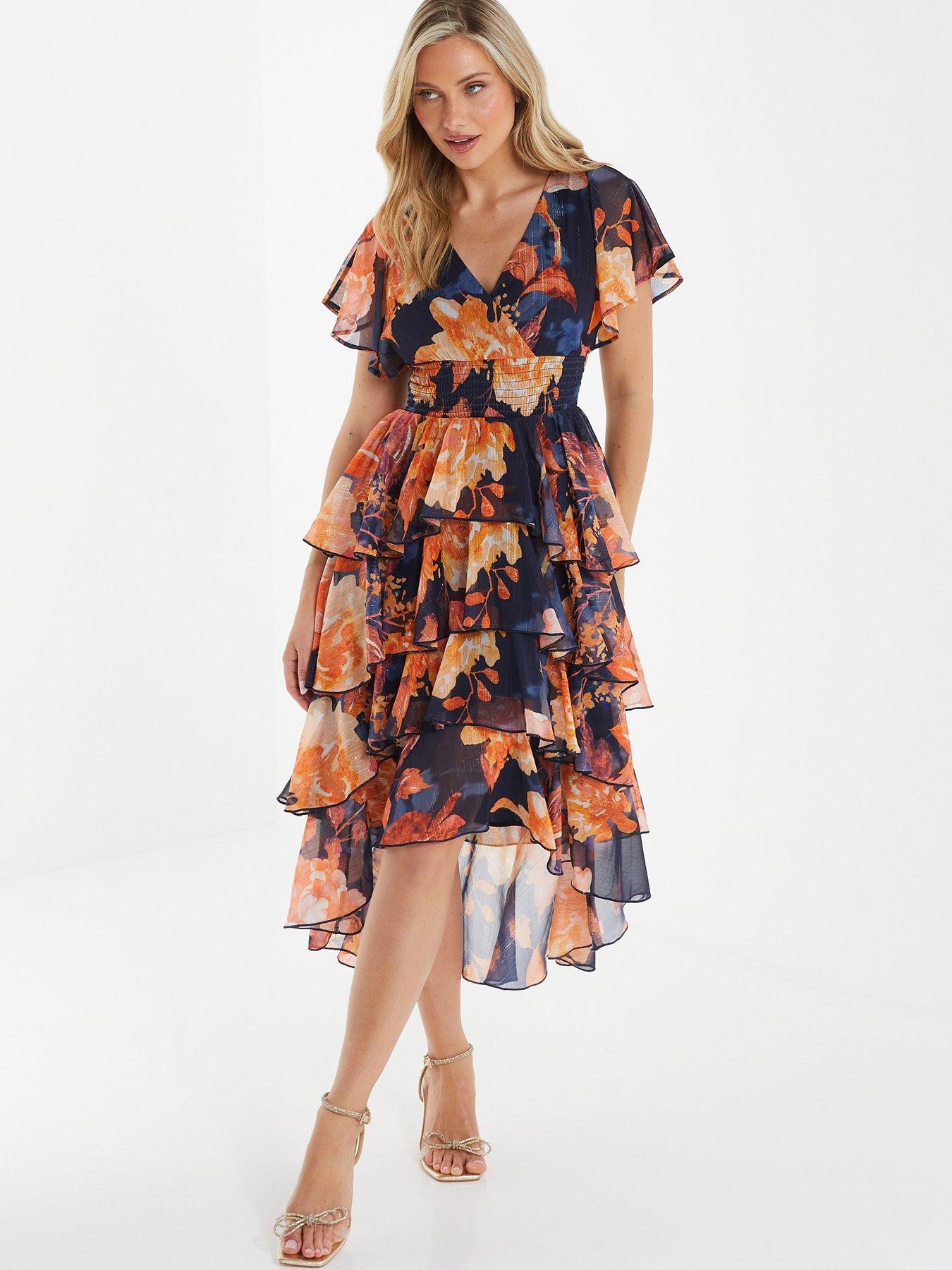princess polly baby blue dress Orange Multi Floral Cisco Maxi Dress main image 0