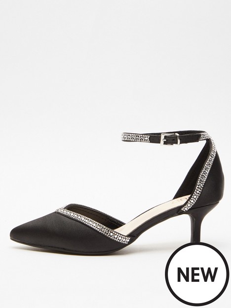 quiz-black-satin-diamante-low-court-heels