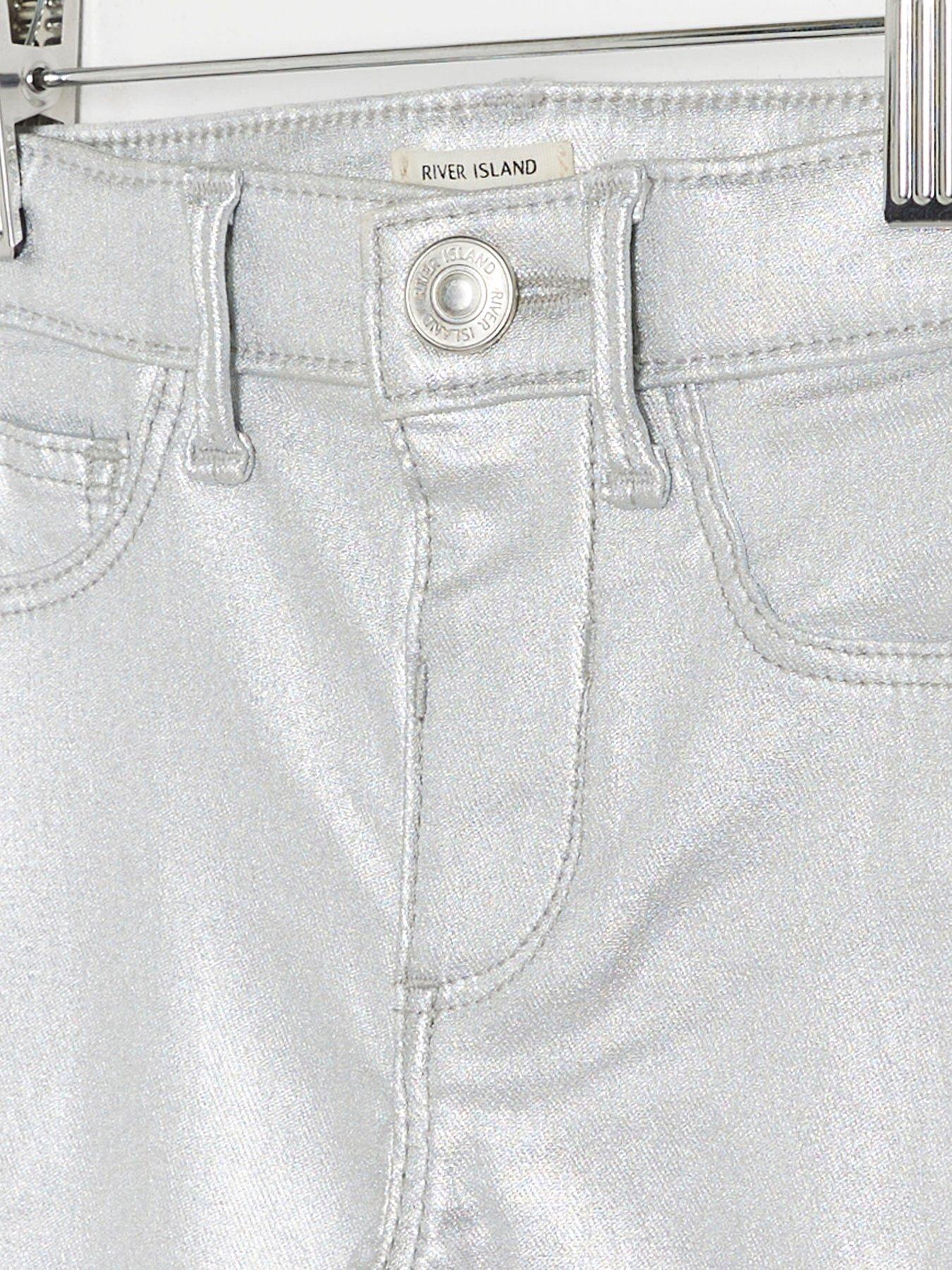 River Island Mini Mini Girls Coated Skinny Molly Jeans Silver littlewoods