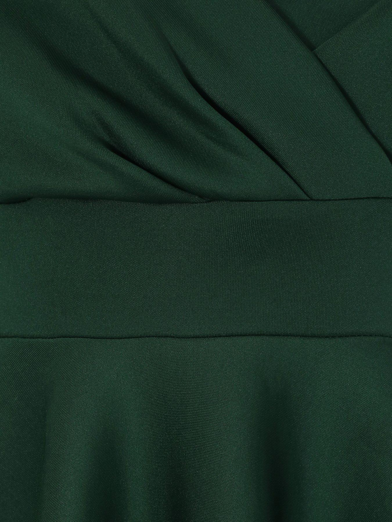 Quiz Bottle Green Bardot Skater Midi Dress | Littlewoods