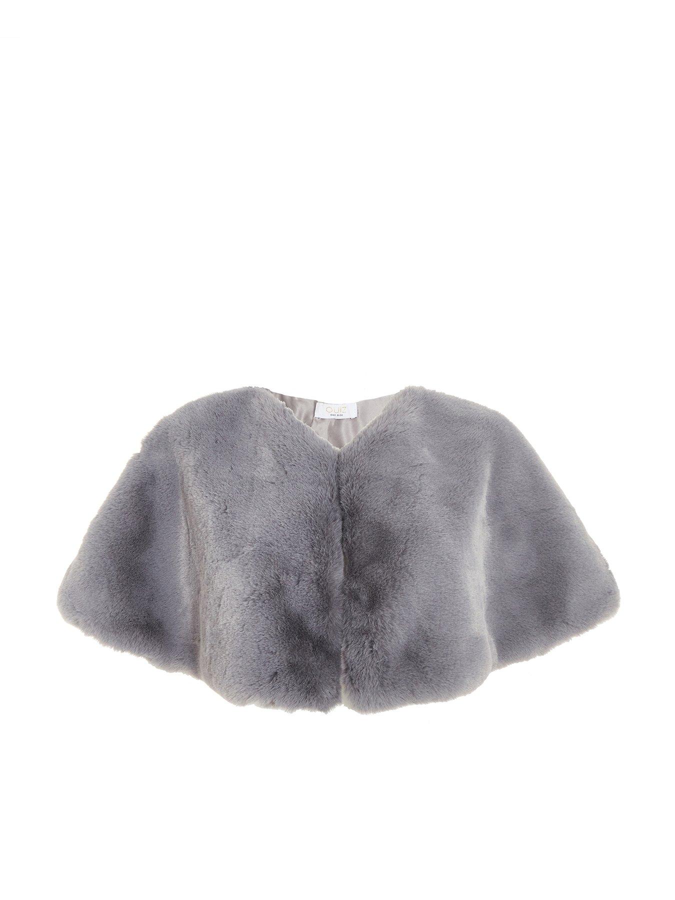 Image 1 of 2 of Quiz Grey Faux Fur Wrap
