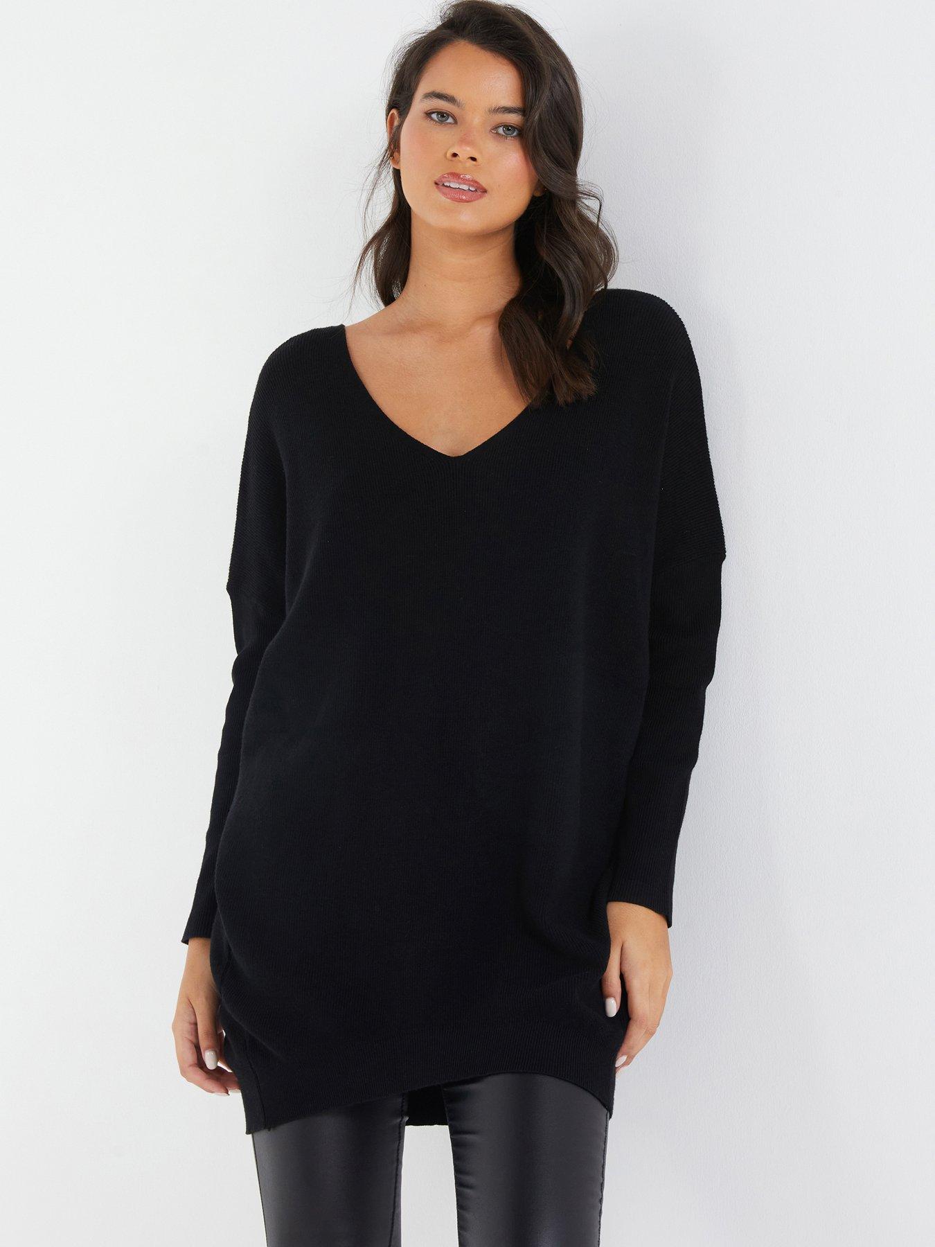 Quiz Black Light Knit Bow Jumper littlewoods