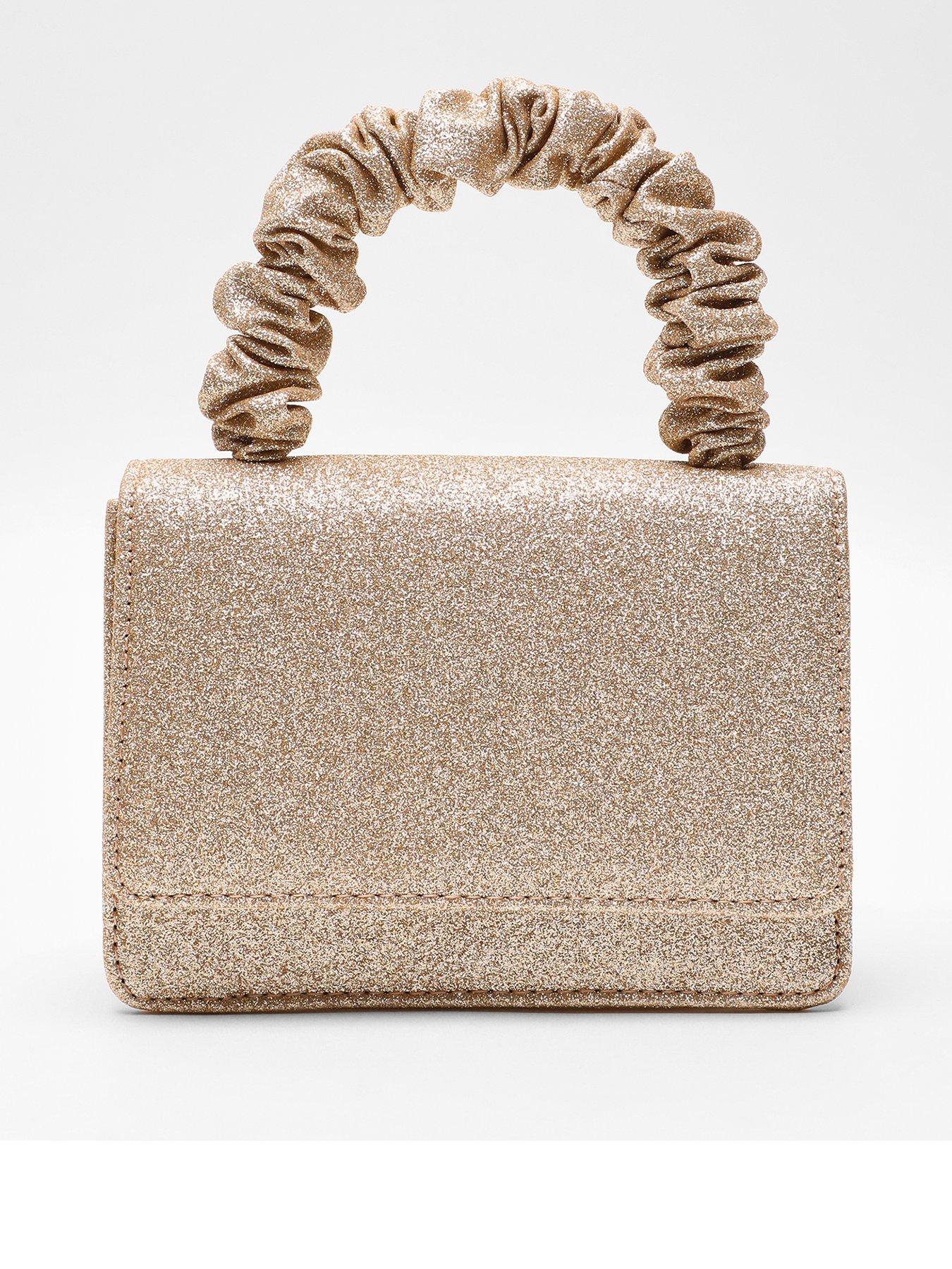 Gold Glitter Mini Ruched Bag