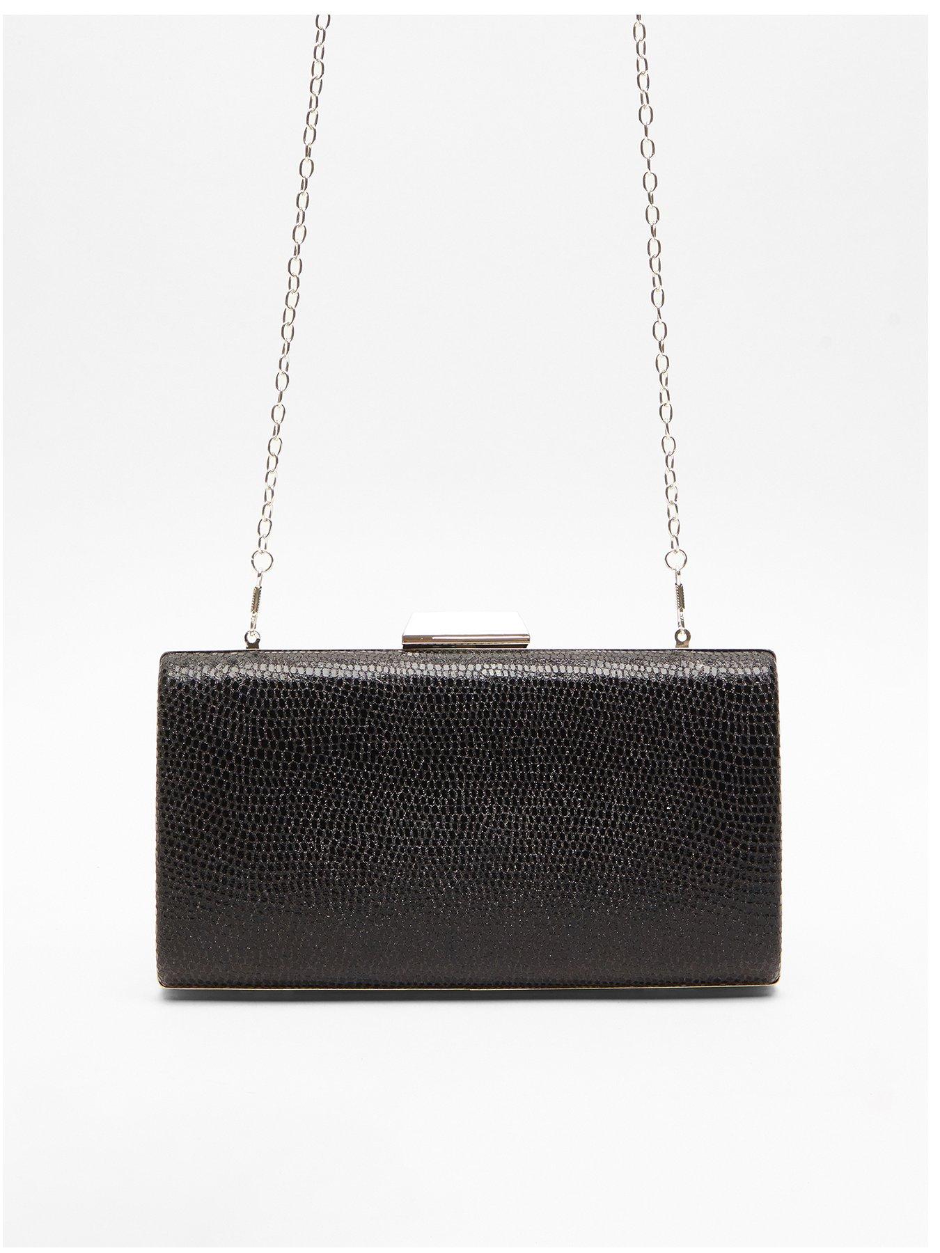 Quiz Black Snake Print Clutch Bag