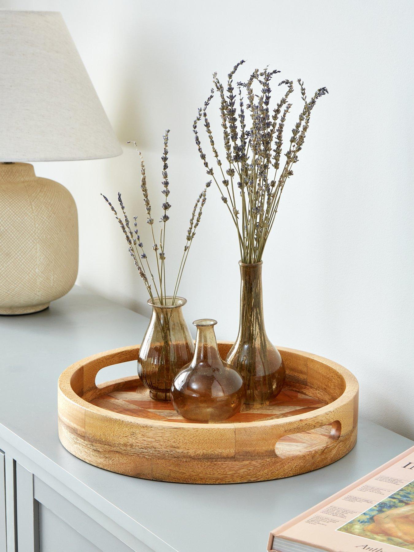 undefined Round Wooden Textured Tray