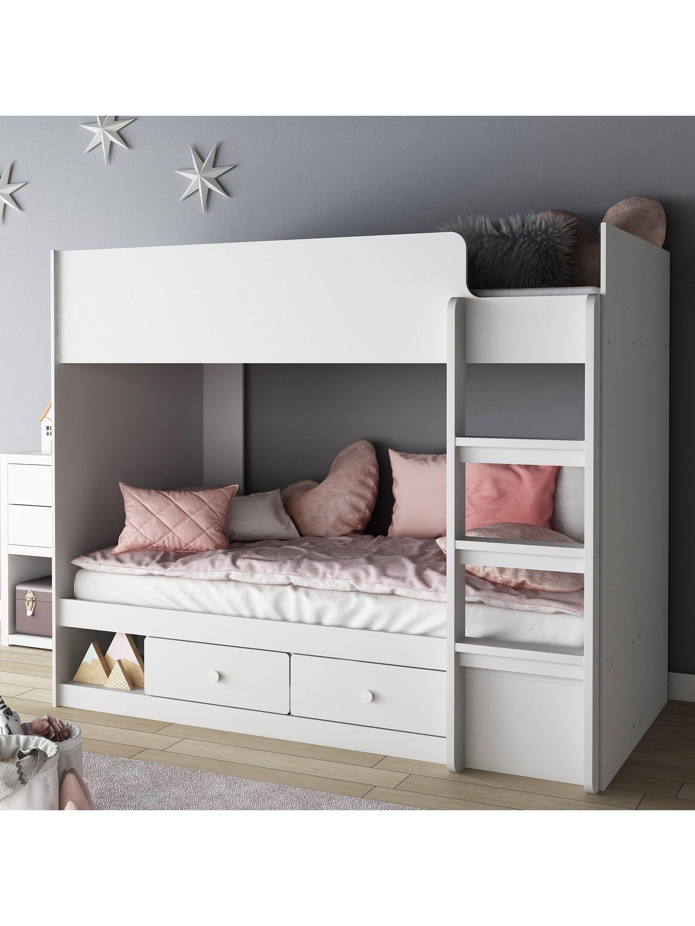  image of very-home-peyton-bunk-bed-frame-with-drawers-and-mattress-options-buy-and-save