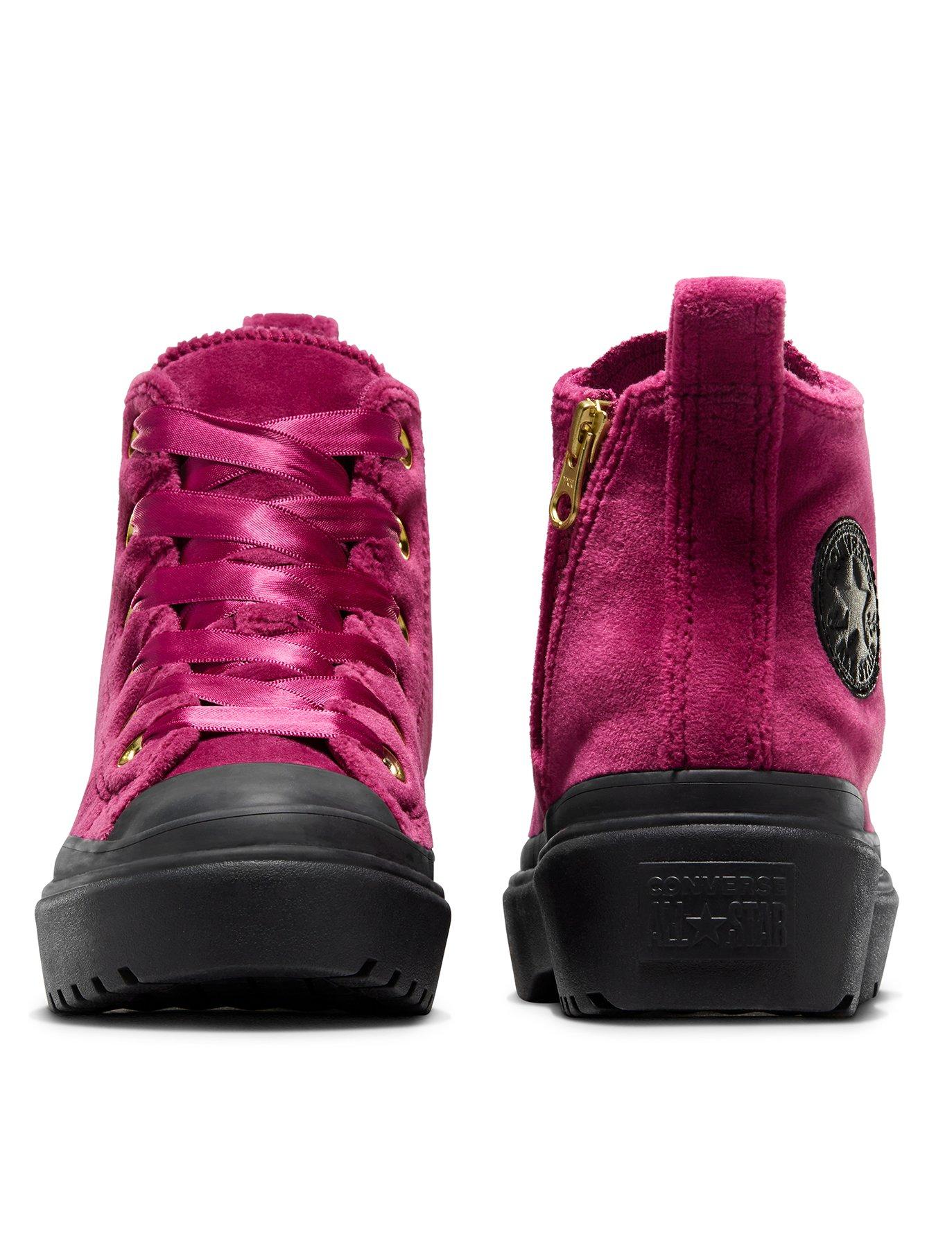 Pink velvet high top converse hotsell