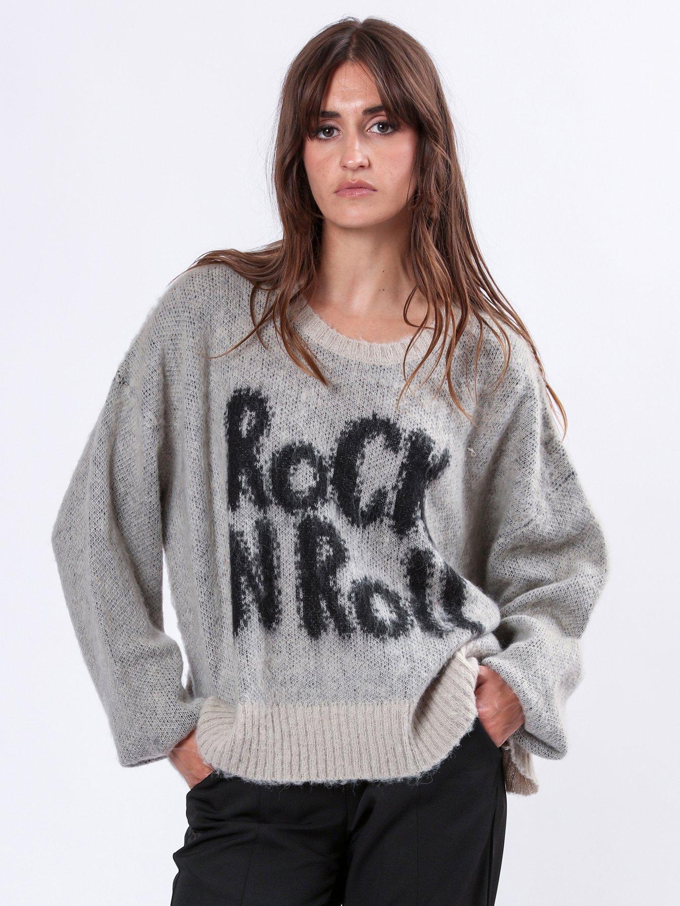undefined Oversized Slogan Knit Jumper  - Nude
