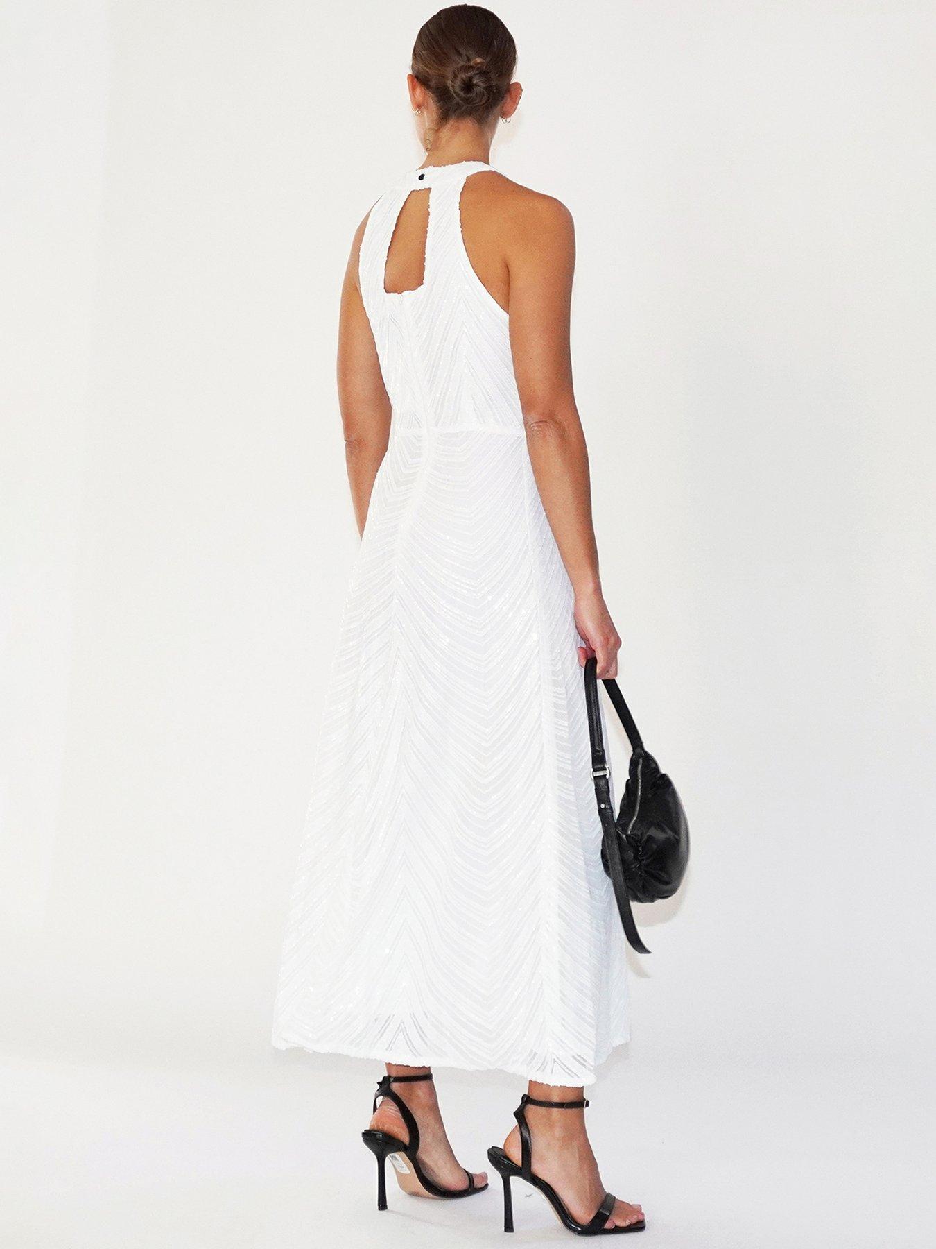  image of religion-halterneck-beaded-sequin-midi-maxi-dress-white