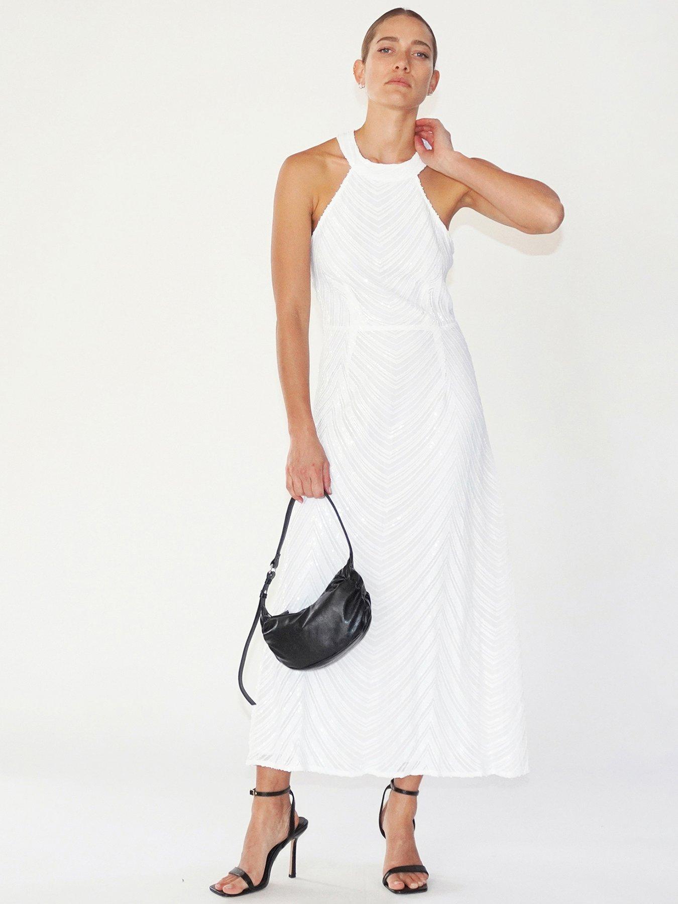  image of religion-halterneck-beaded-sequin-midi-maxi-dress-white