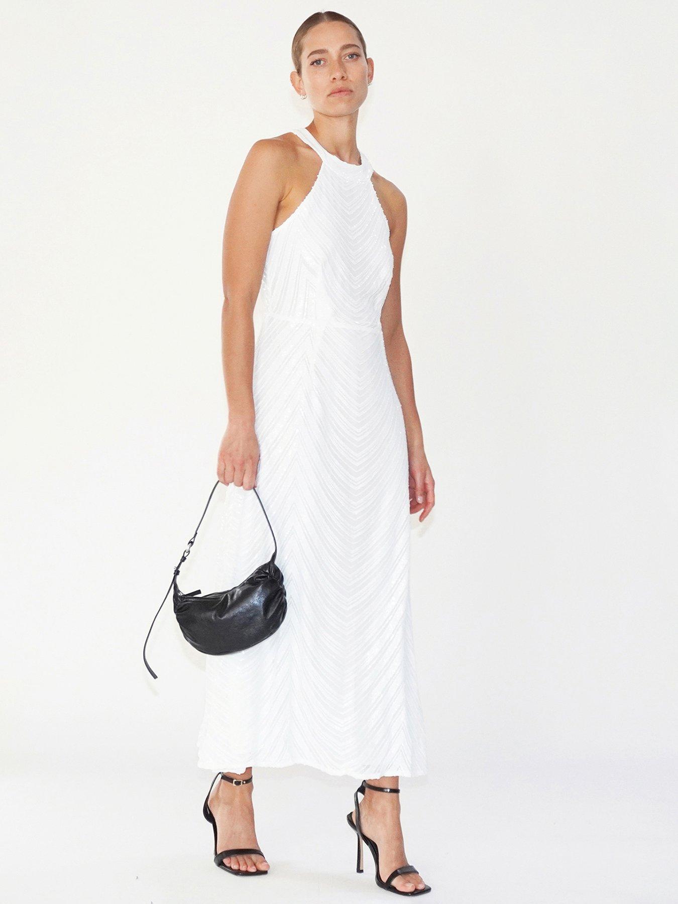  image of religion-halterneck-beaded-sequin-midi-maxi-dress-white