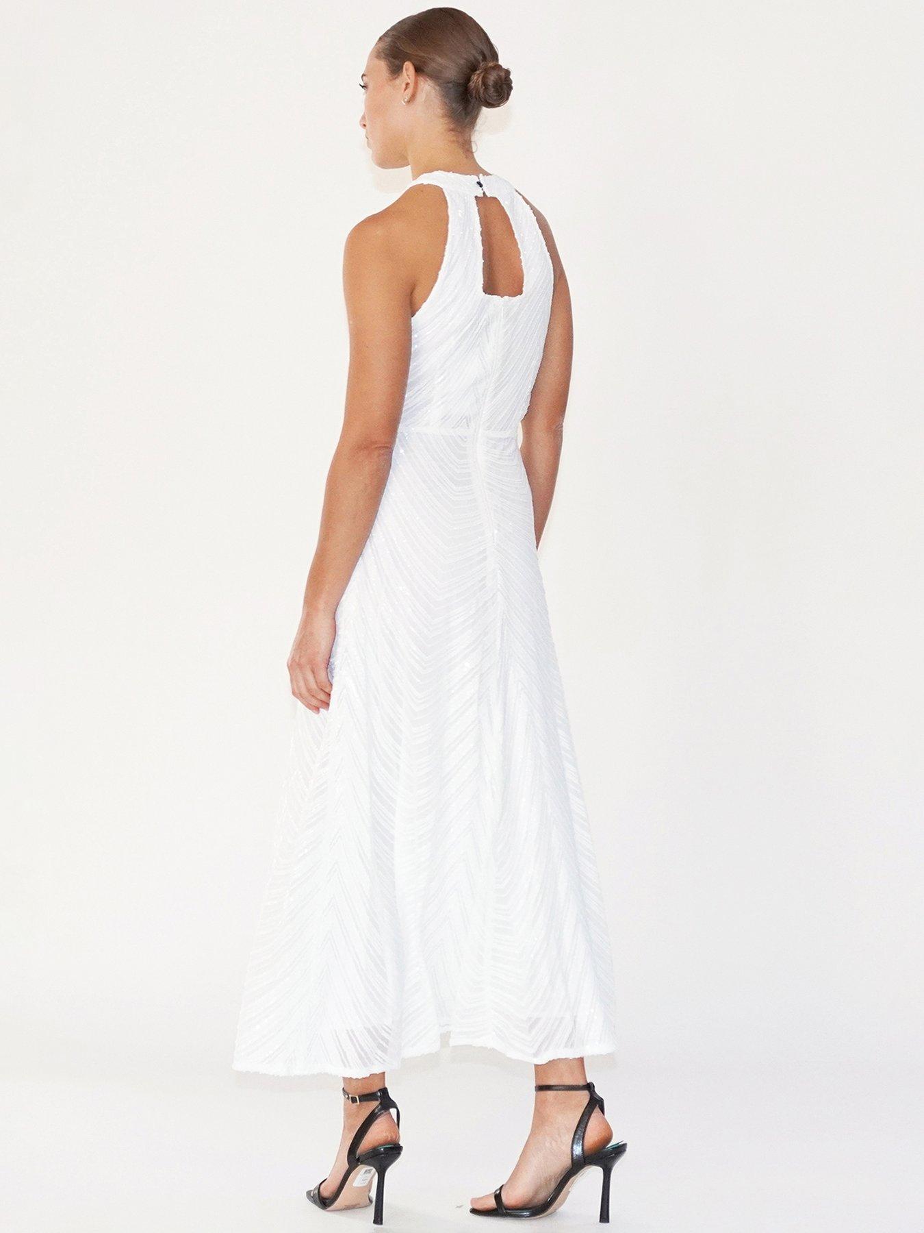  image of religion-halterneck-beaded-sequin-midi-maxi-dress-white