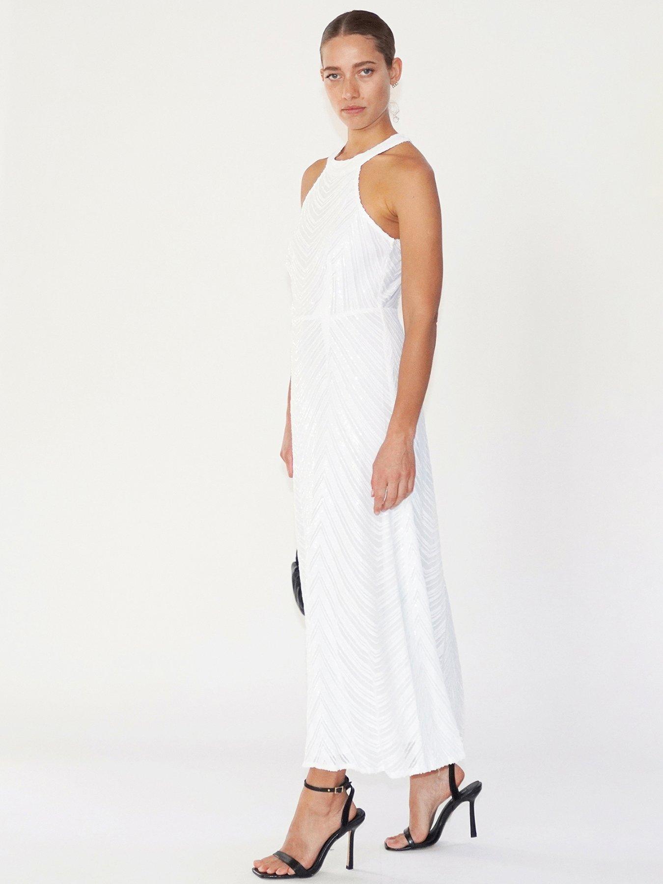  image of religion-halterneck-beaded-sequin-midi-maxi-dress-white
