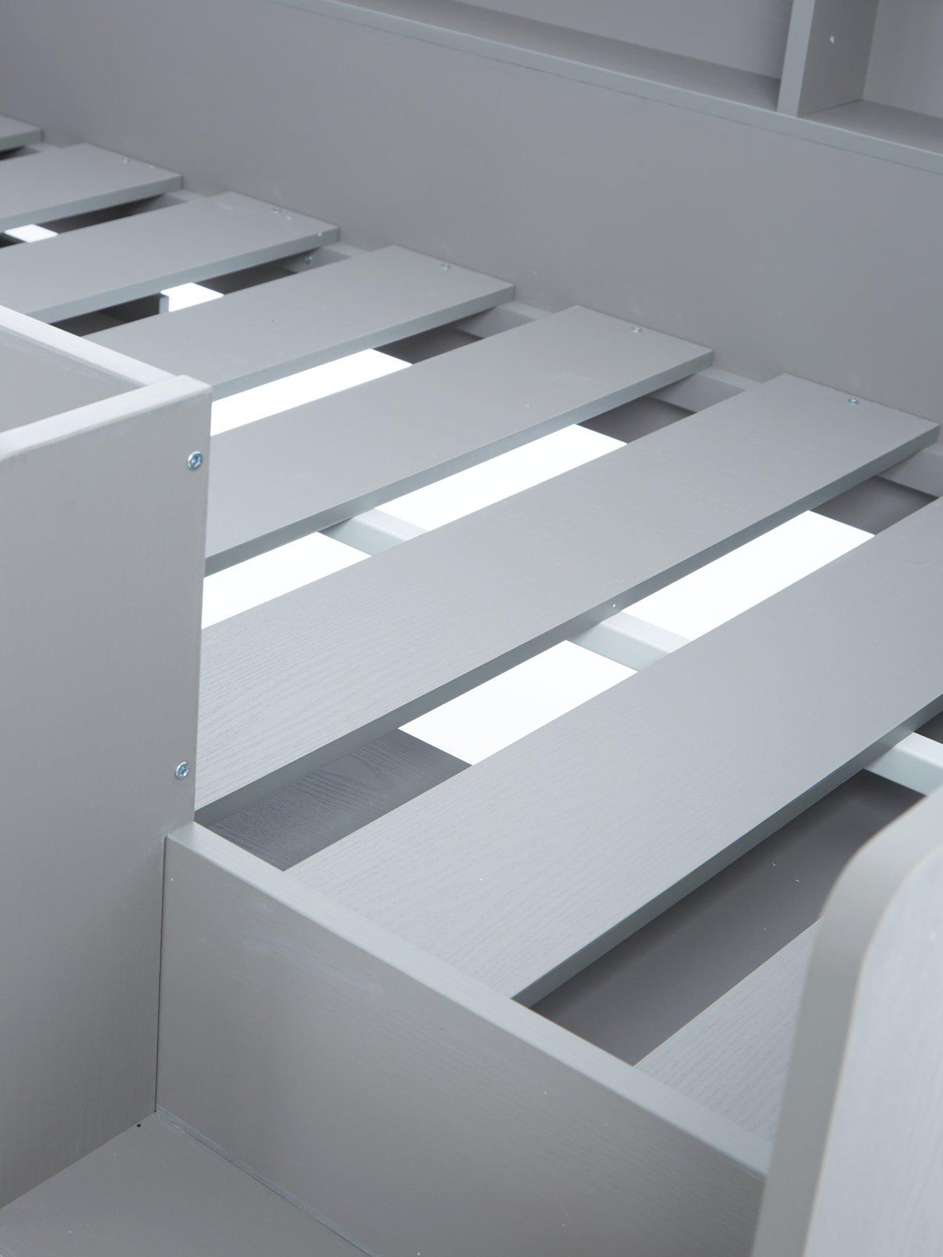  image of very-home-aspen-mid-sleeper-bed-frame-with-desk-drawers-and-shelves-plus-mattress-options-buy-and-save-grey