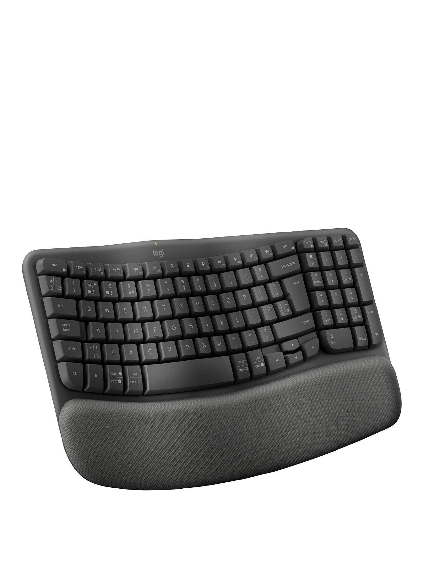undefined Wave Keys Wireless Ergonomic Keyboard with Cushioned Palm Rest - Graphite