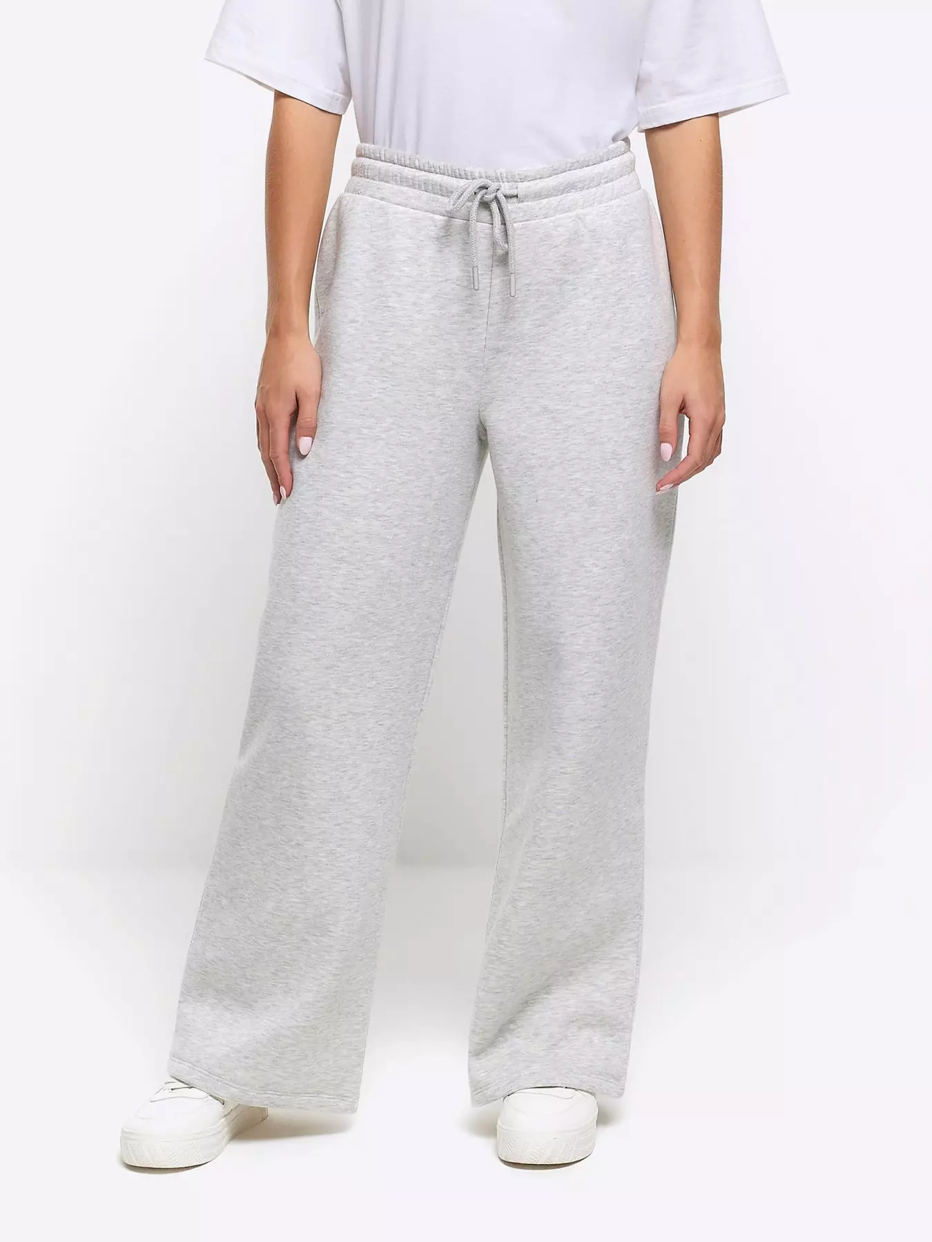 WIDE-LEG FLANNEL TROUSERS WITH DOUBLE WAISTBAND - Grey marl