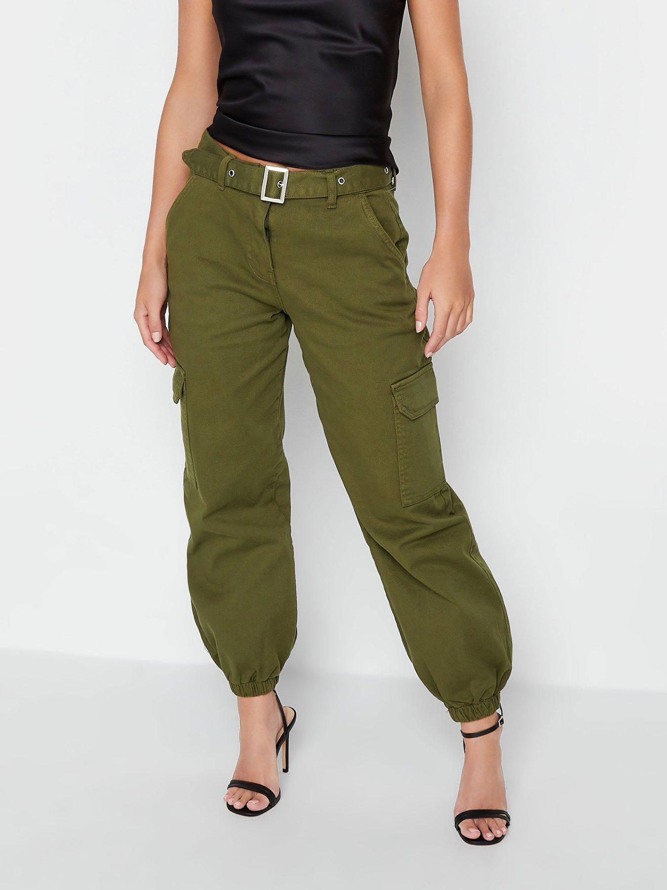 undefined Petite Belted Cuff Jogger - Green