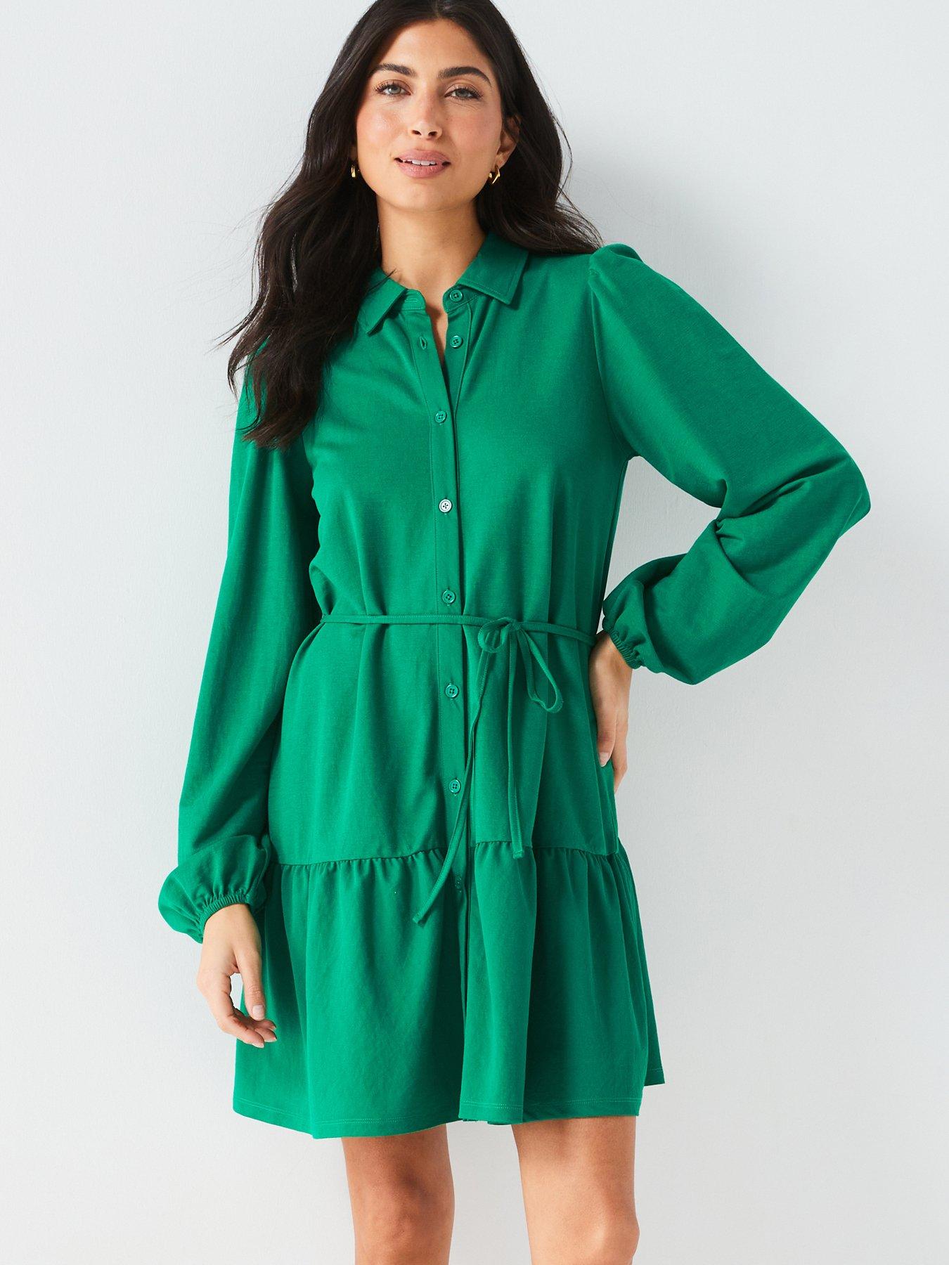 Ruched Jersey Dress Green