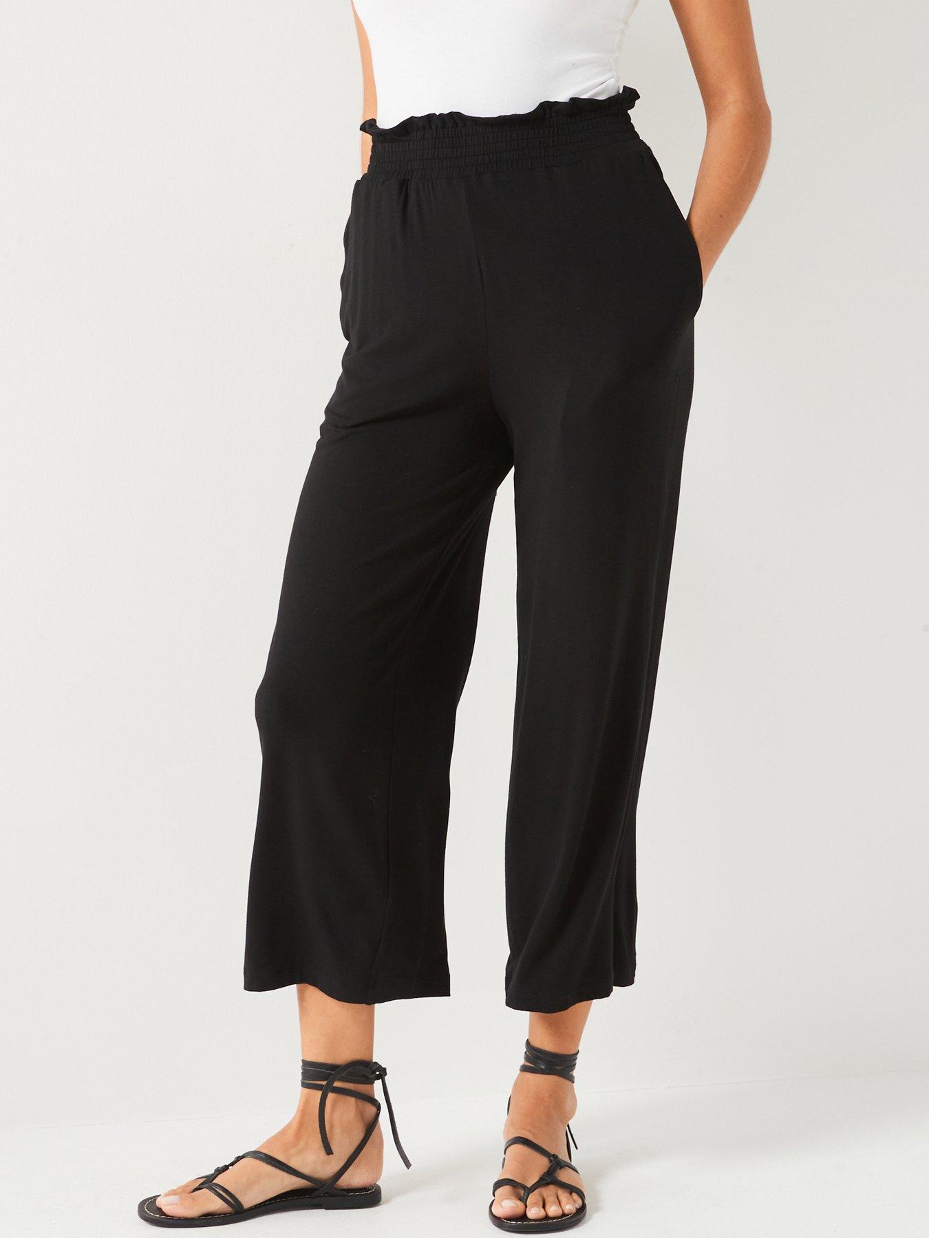 undefined Frill Waist Culotte Trouser - Black