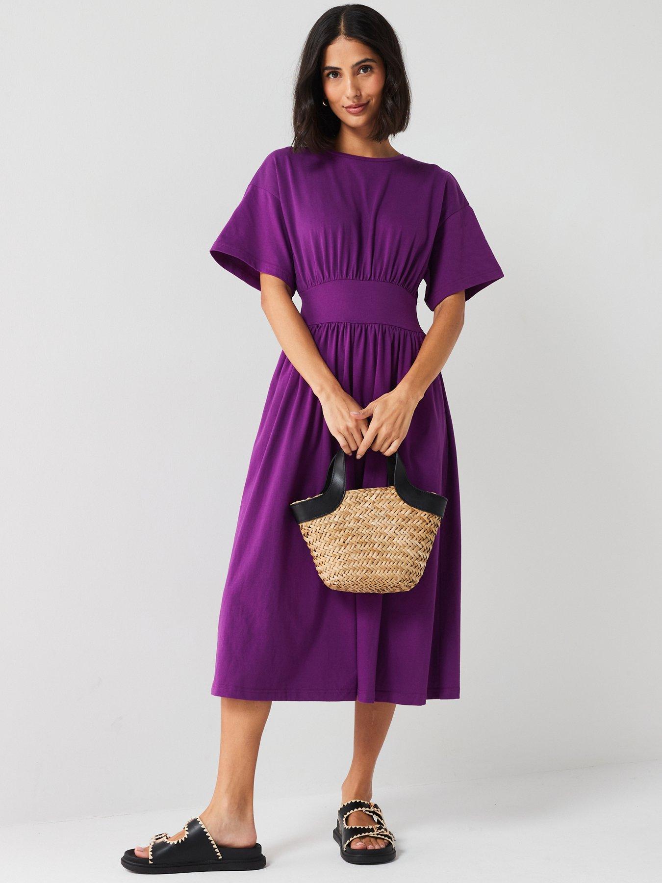 undefined Waisted Midi Dress - Purple