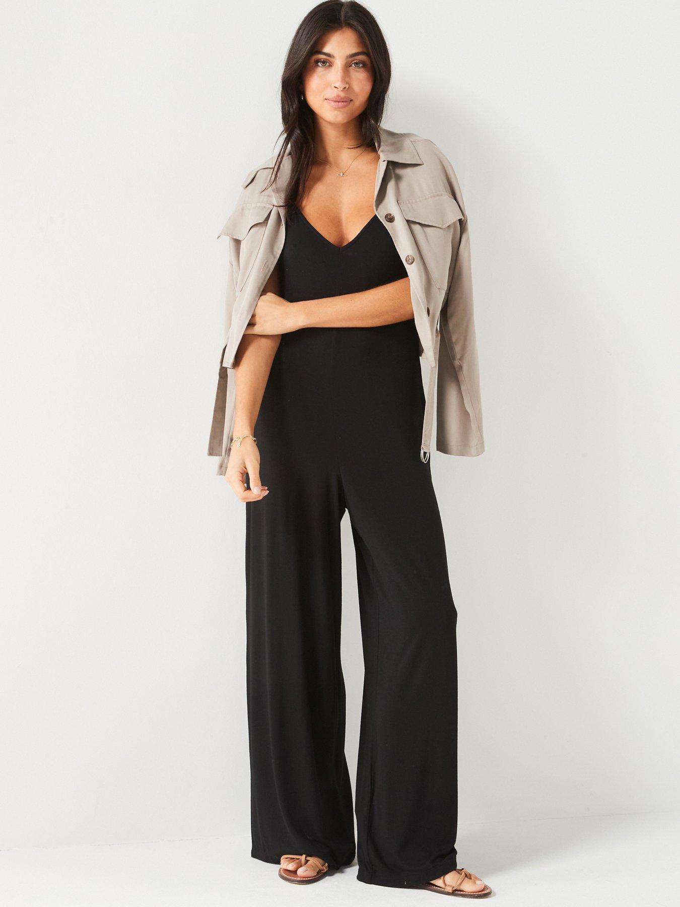 Tie Shoulder Jumpsuit Black