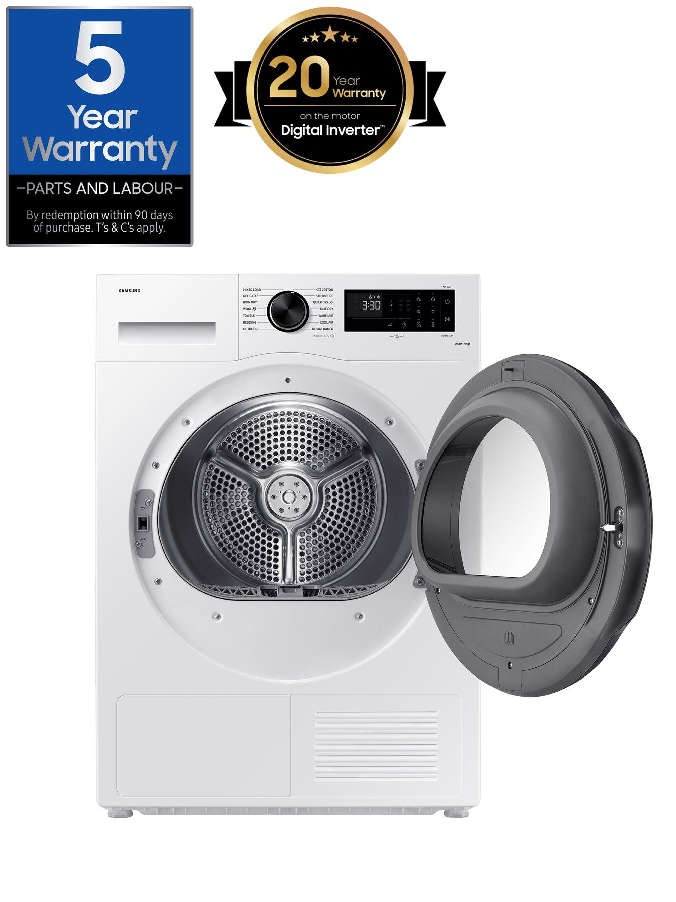  image of samsung-series-5-ai-energy-dv90cgc0a0aeeu-9kg-heat-pump-tumble-dryer-with-optimaldry-white