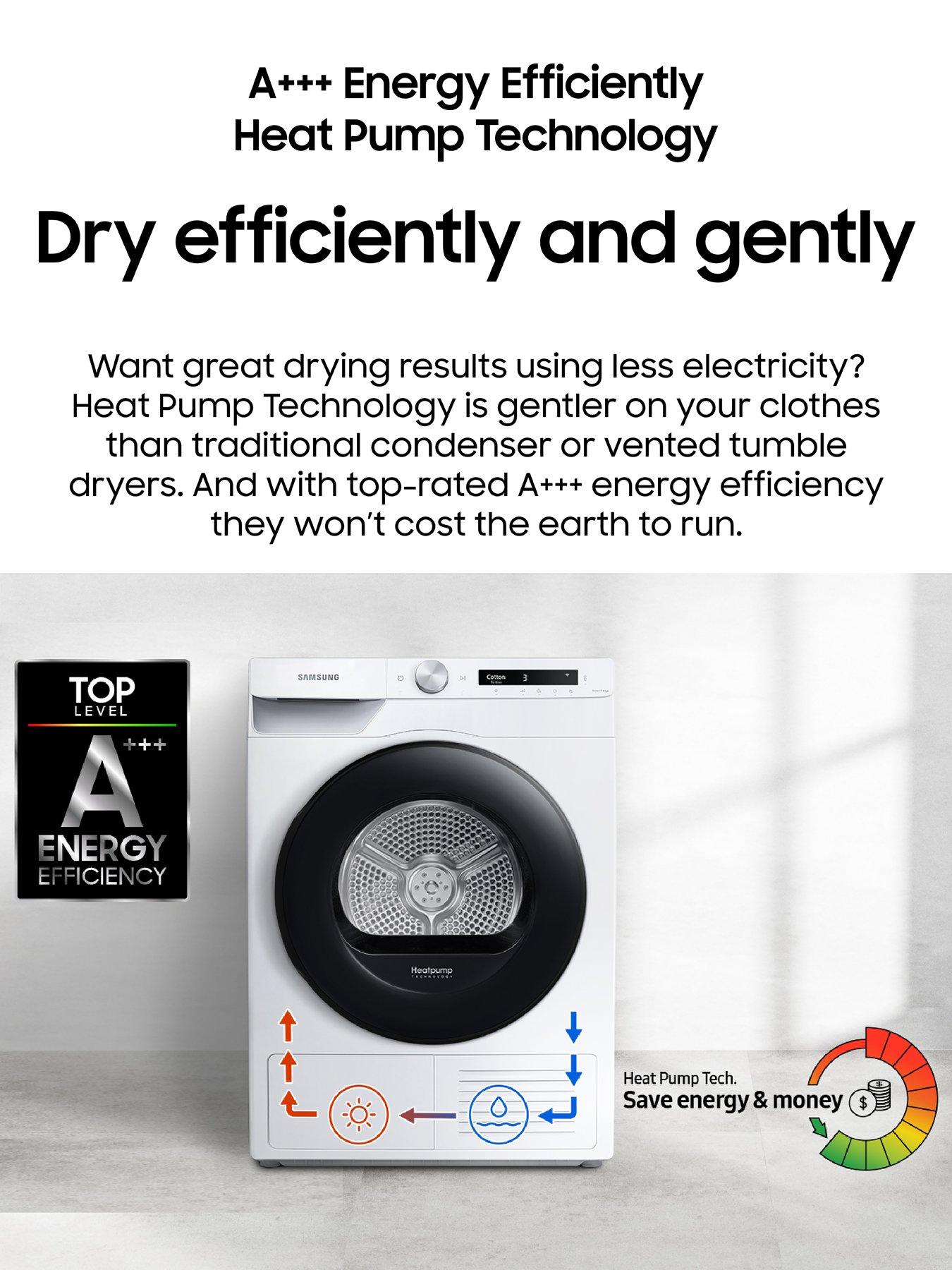  image of samsung-series-5-ai-energy-dv90cgc0a0abeu-9kg-heat-pump-tumble-dryer-with-optimaldry-black