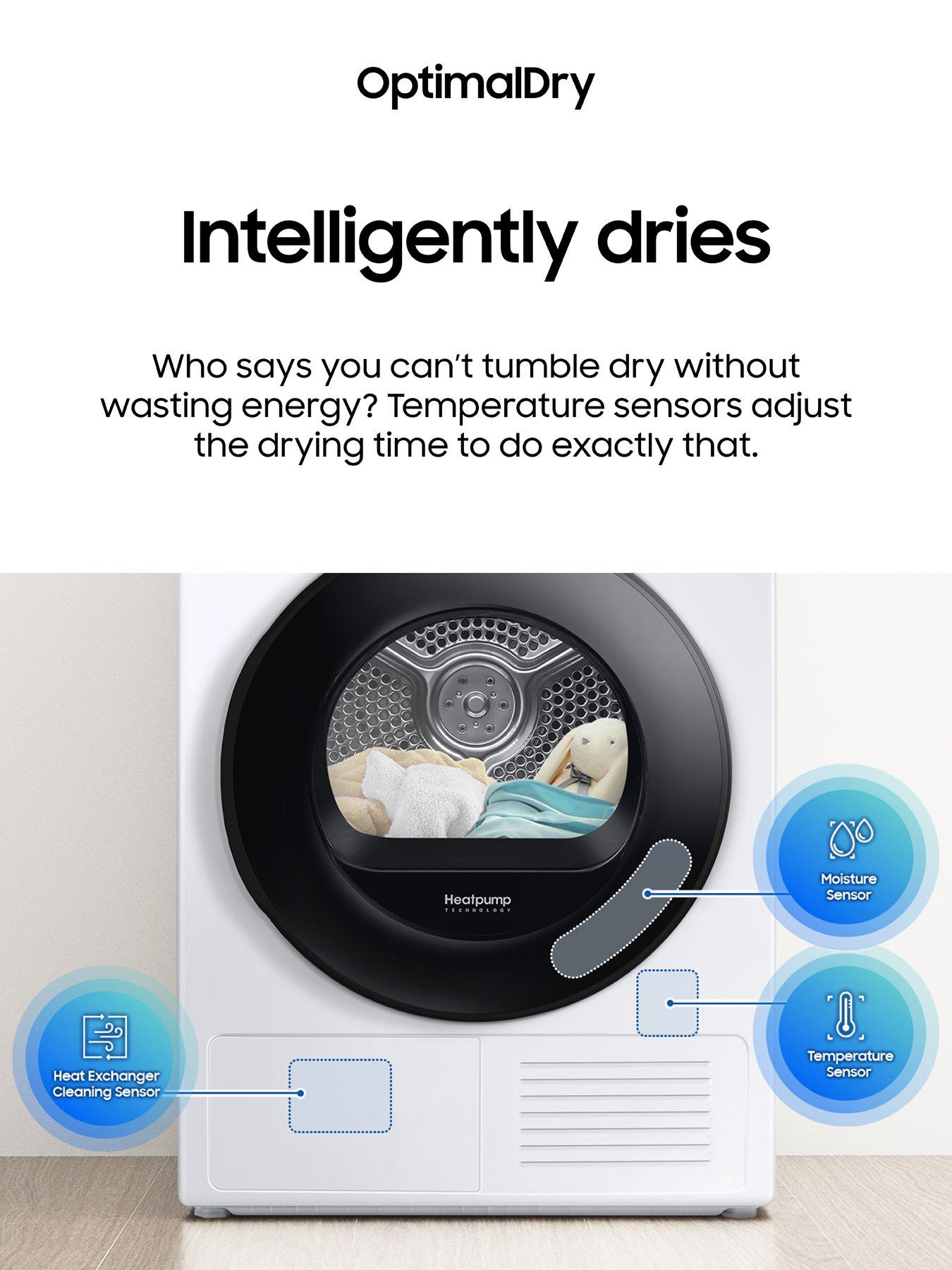  image of samsung-series-5-ai-energy-dv90cgc0a0abeu-9kg-heat-pump-tumble-dryer-with-optimaldry-black
