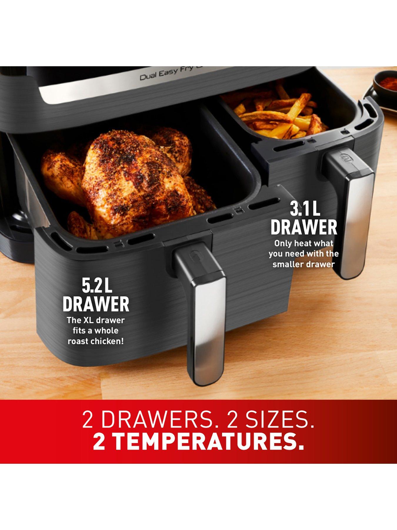 TEFAL Dual Easy Fry & Grill Air Fryer Stainless Steel, 8.3 L Capacity, Dual  Drawers, Combination Air Fryer & Grill EY905D28