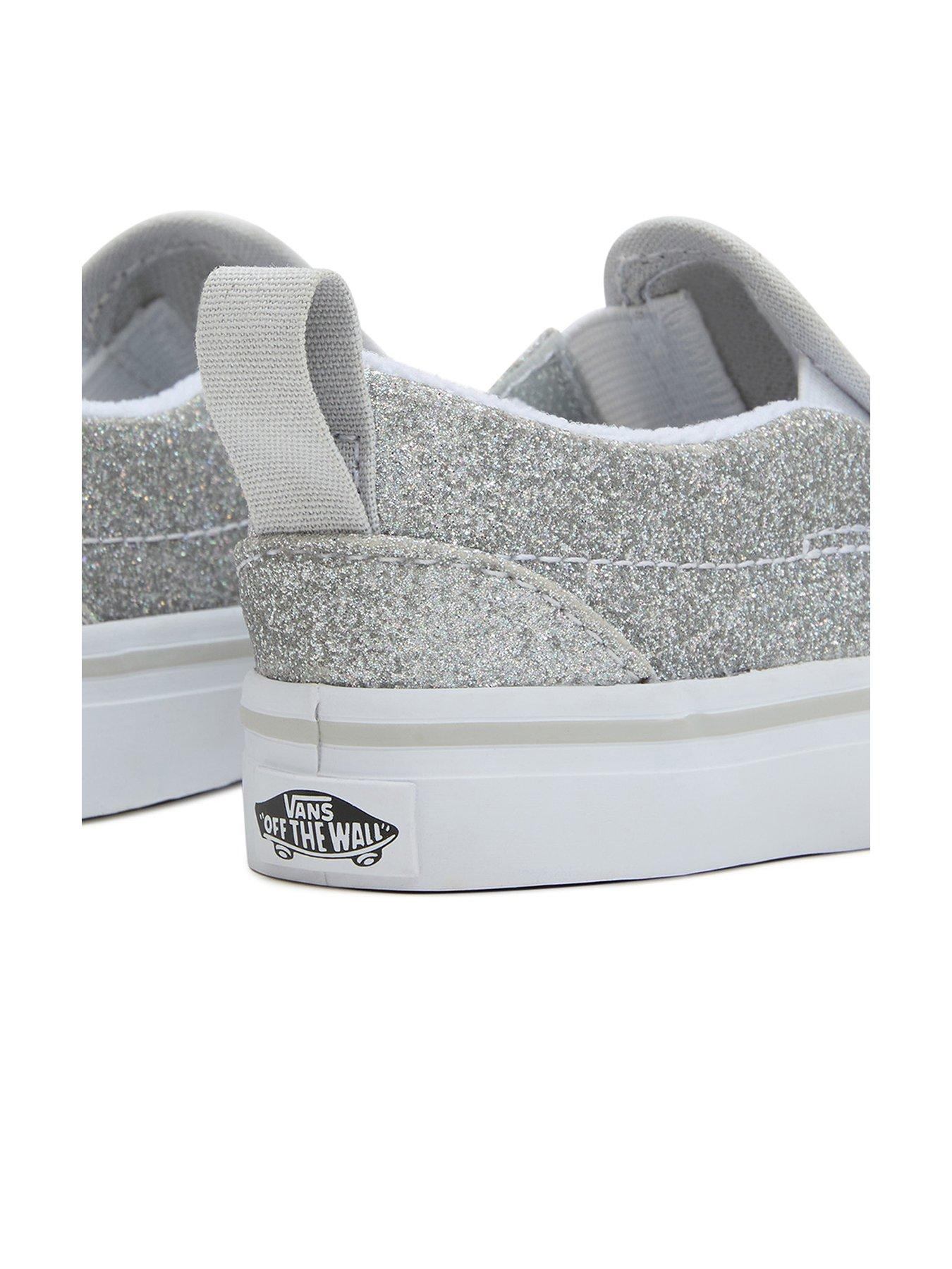 Toddler Slip on Glitter Trainers Silver