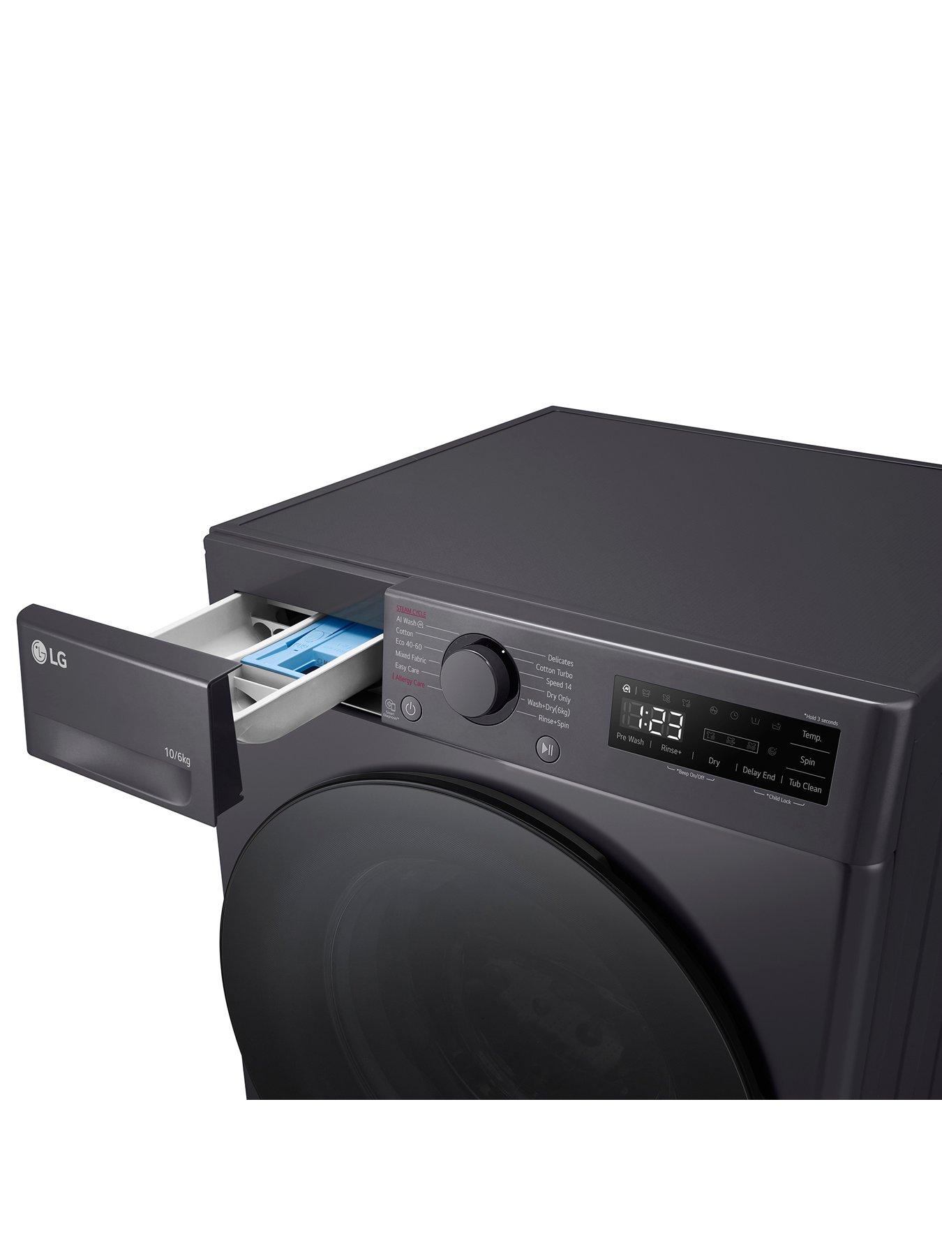  image of lg-turbowash-fwy606gbln1nbsp10kg-wash-6kg-dry-1400-spin-washer-dryer-slate-grey