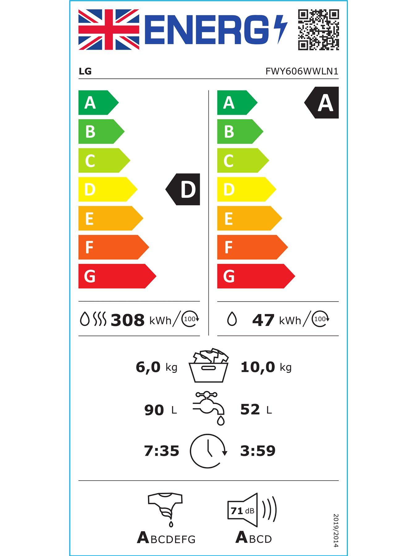 Image 7 of 7 of LG Series 4 AI Direct DriveT FWY606WWLN1 10kg Wash 6kg Dry 1400rpm -White - A-10% / D Rated