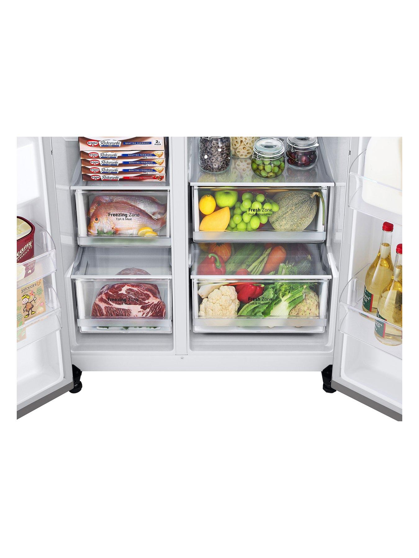  image of lg-naturefresh-gslv70pztd-side-by-sidenbsp-wifinbspfridge-freezer-with-water-amp-ice-dispensernbsp--shiny-steel-635l