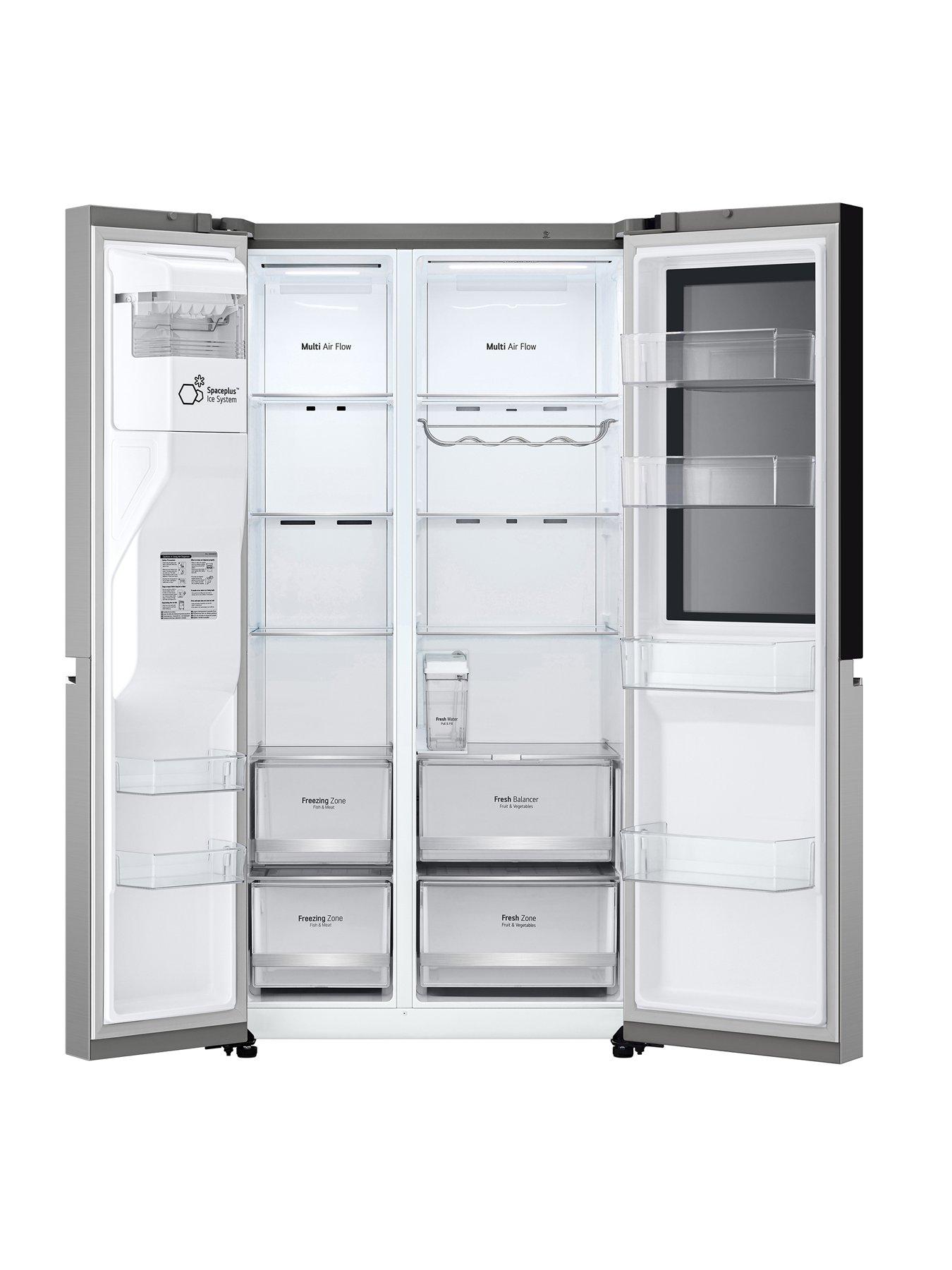  image of lg-instaview-gsgv81pyll-side-by-side-americannbspfridge-freezer-with-non-plumbed-water-amp-ice-dispenser-prime-silver-635l-e-rated